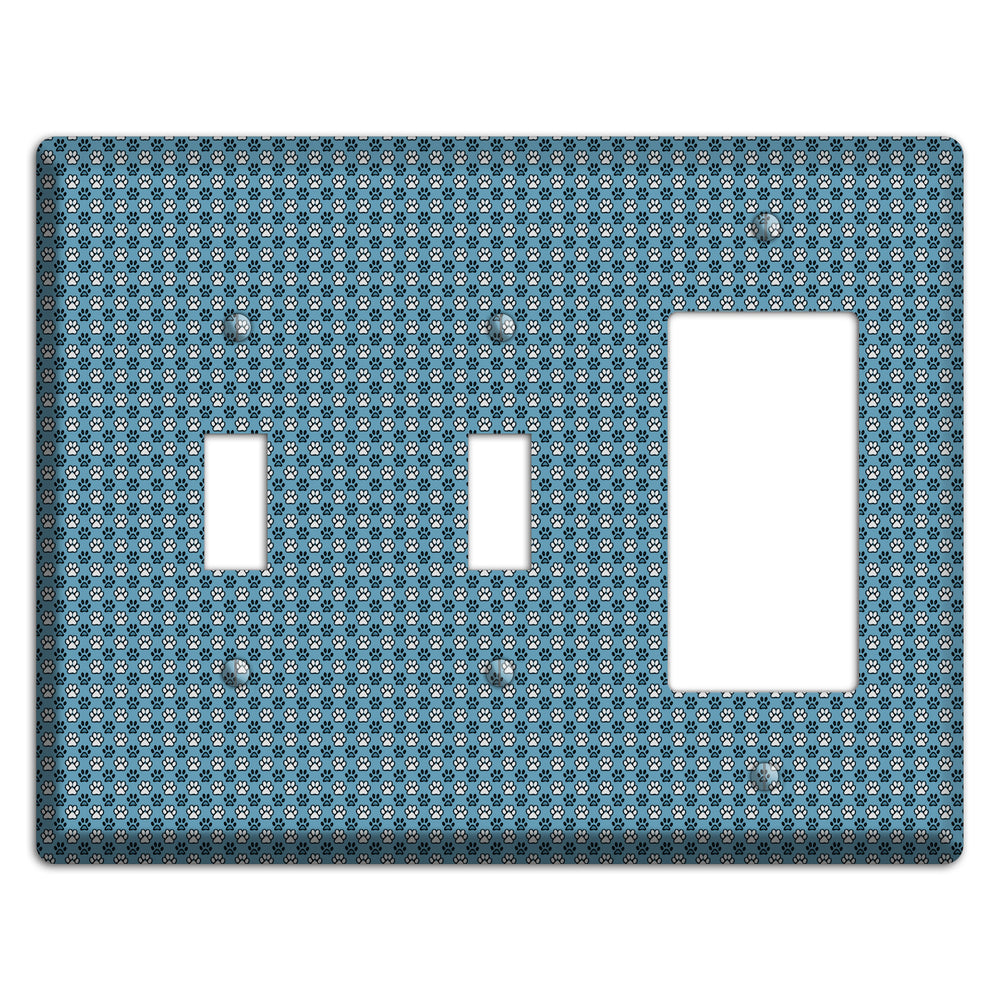 Blue Paw Prints 2 Toggle / Rocker Wallplate