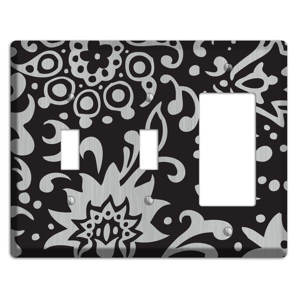 Black Boteh Stainless Steel 2 Toggle / Rocker Wallplate