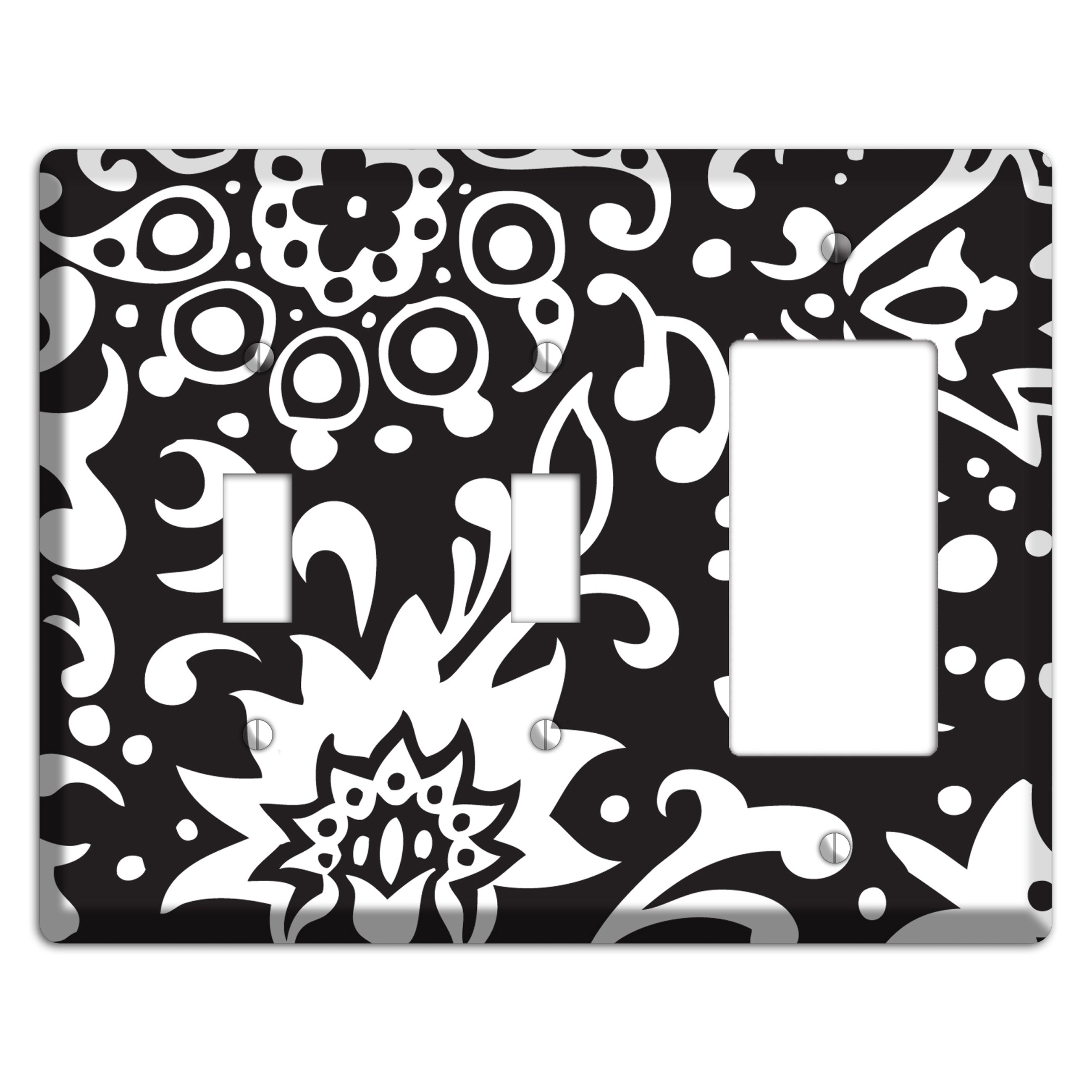 Black with White Boteh 2 Toggle / Rocker Wallplate