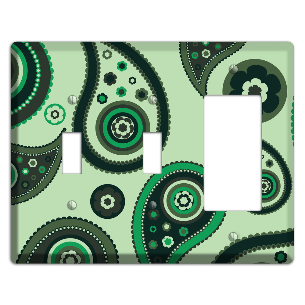 Green Paisley 2 Toggle / Rocker Wallplate