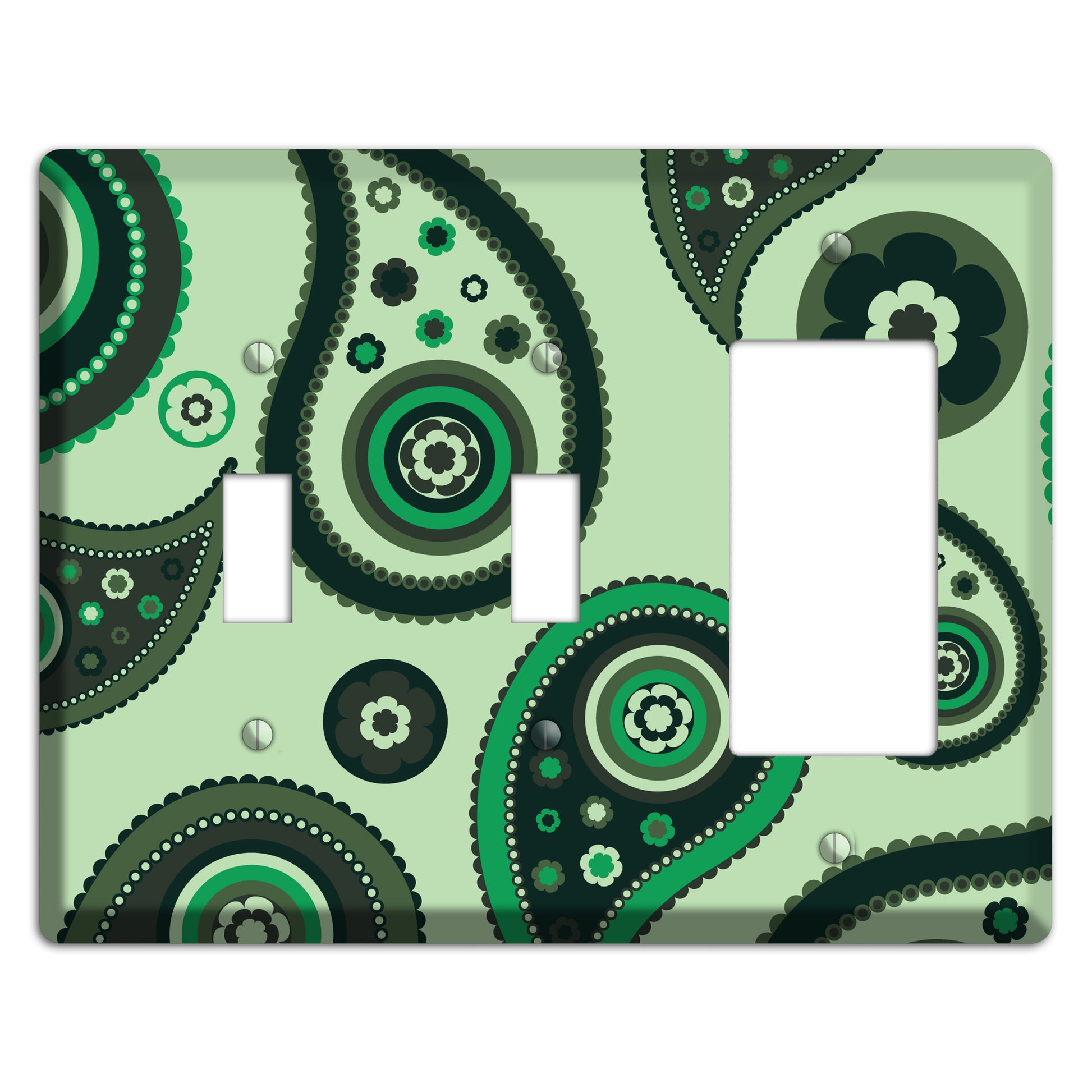 Green Paisley 2 Toggle / Rocker Wallplate