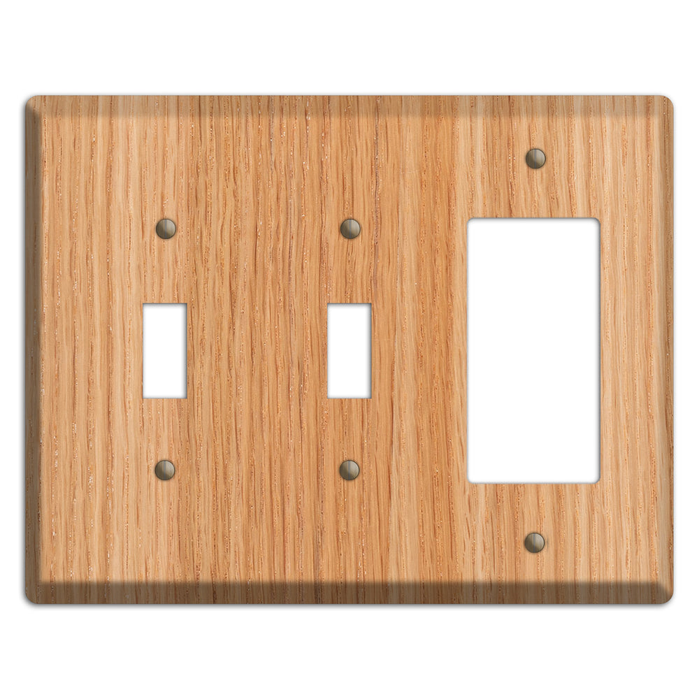 Red Oak Wood 2 Toggle / Rocker Cover Plate
