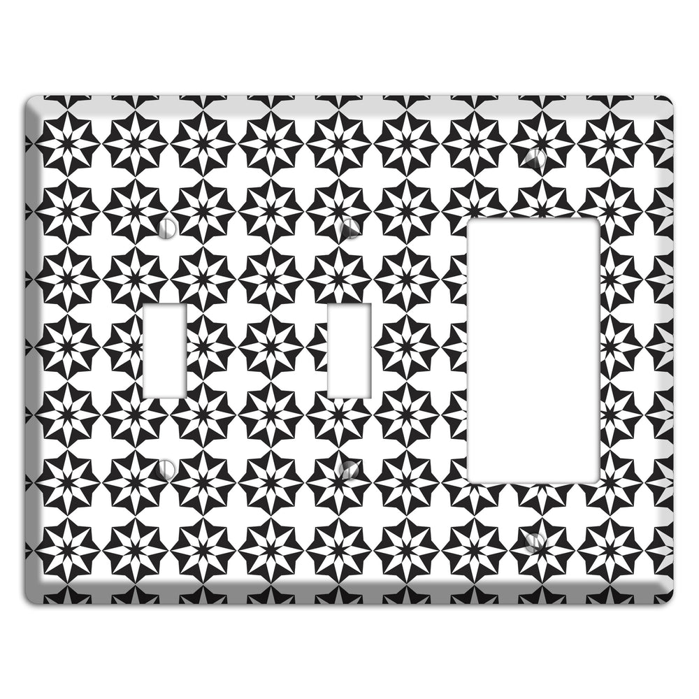 White with Black Foulard 2 Toggle / Rocker Wallplate