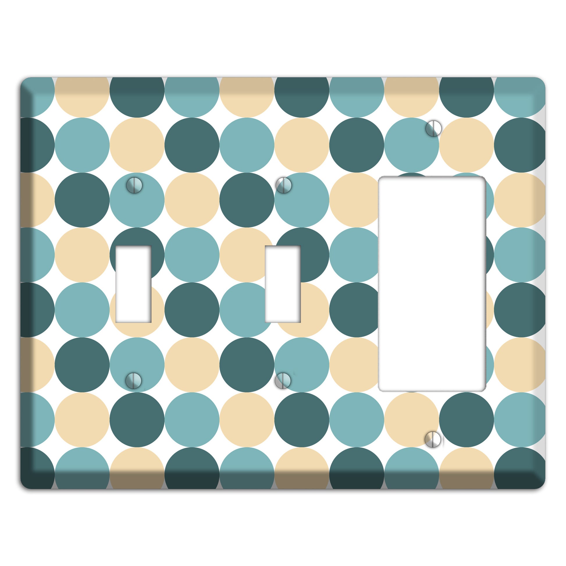 Dusty Blue Beige Tiled Dots 2 Toggle / Rocker Wallplate