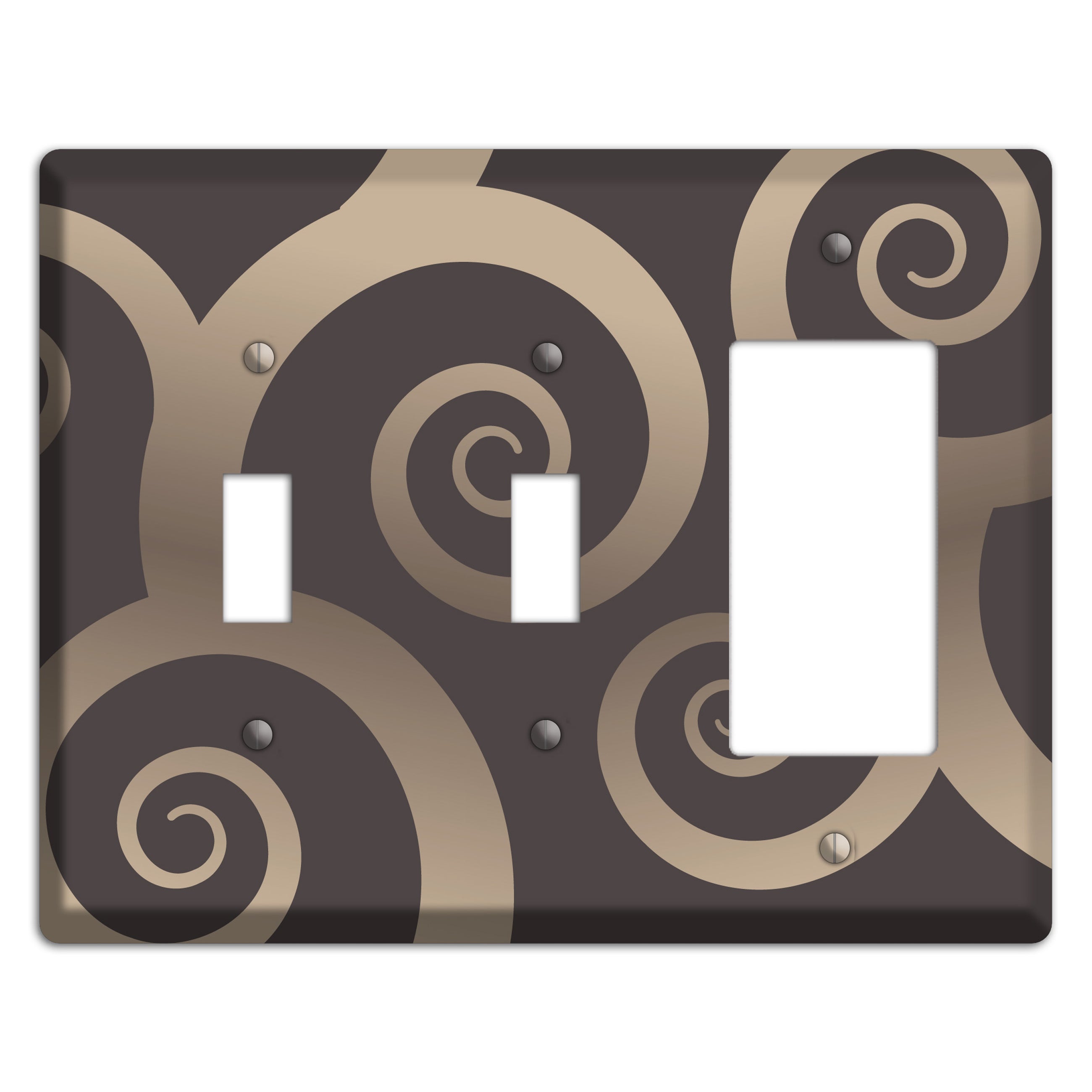 Brown with Beige Large Swirl 2 Toggle / Rocker Wallplate