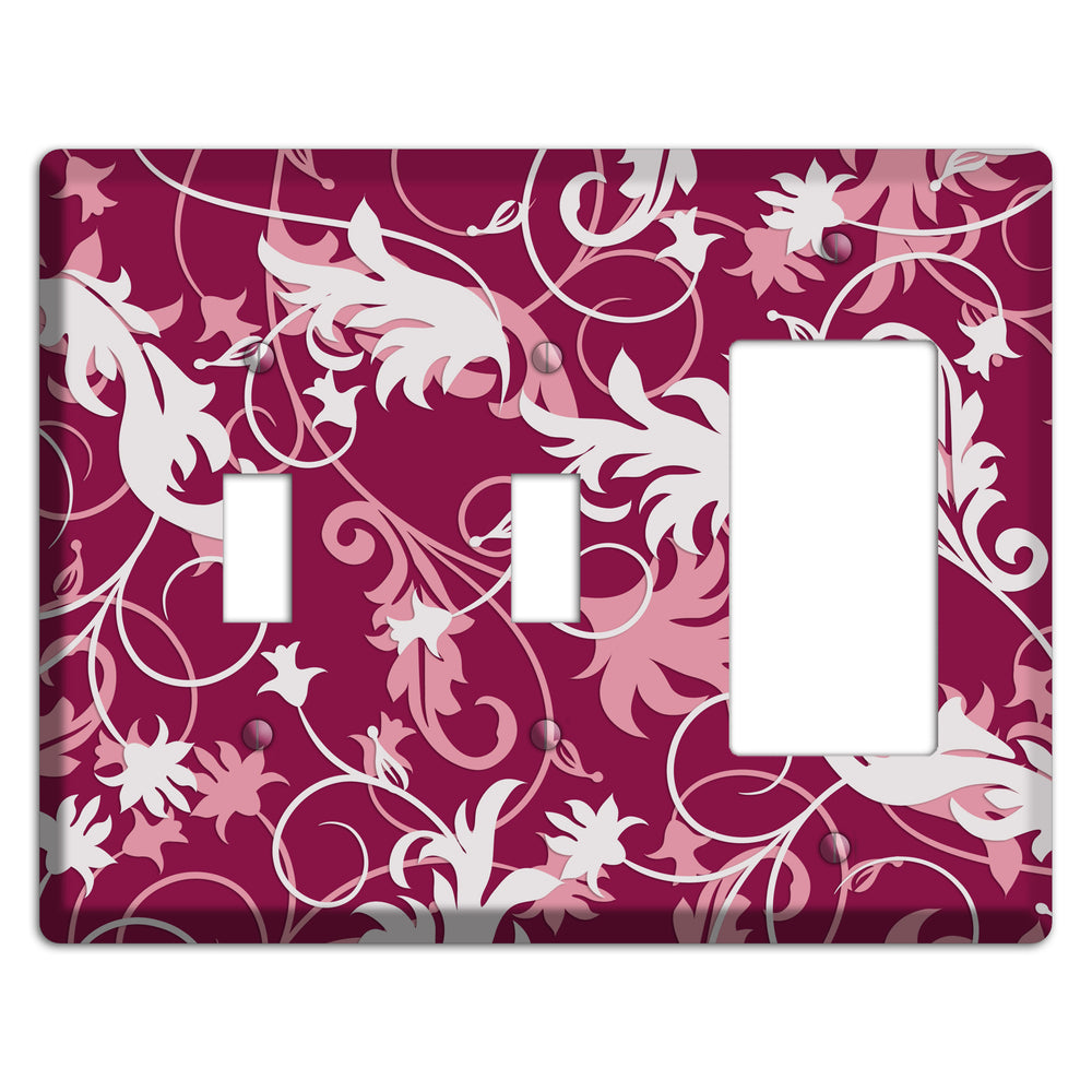 Fuschia and Pink Victorian Sprig 2 Toggle / Rocker Wallplate