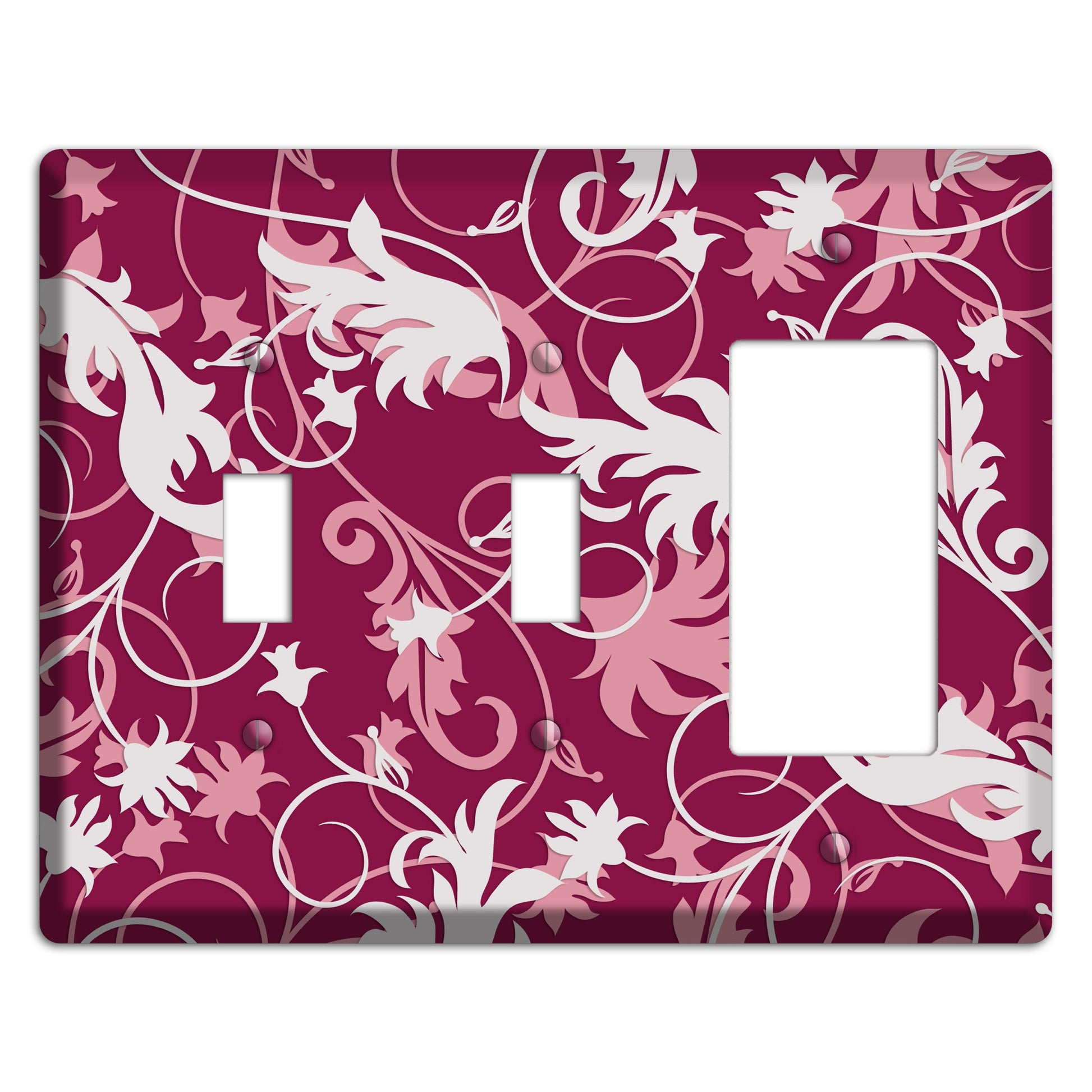 Fuschia and Pink Victorian Sprig 2 Toggle / Rocker Wallplate