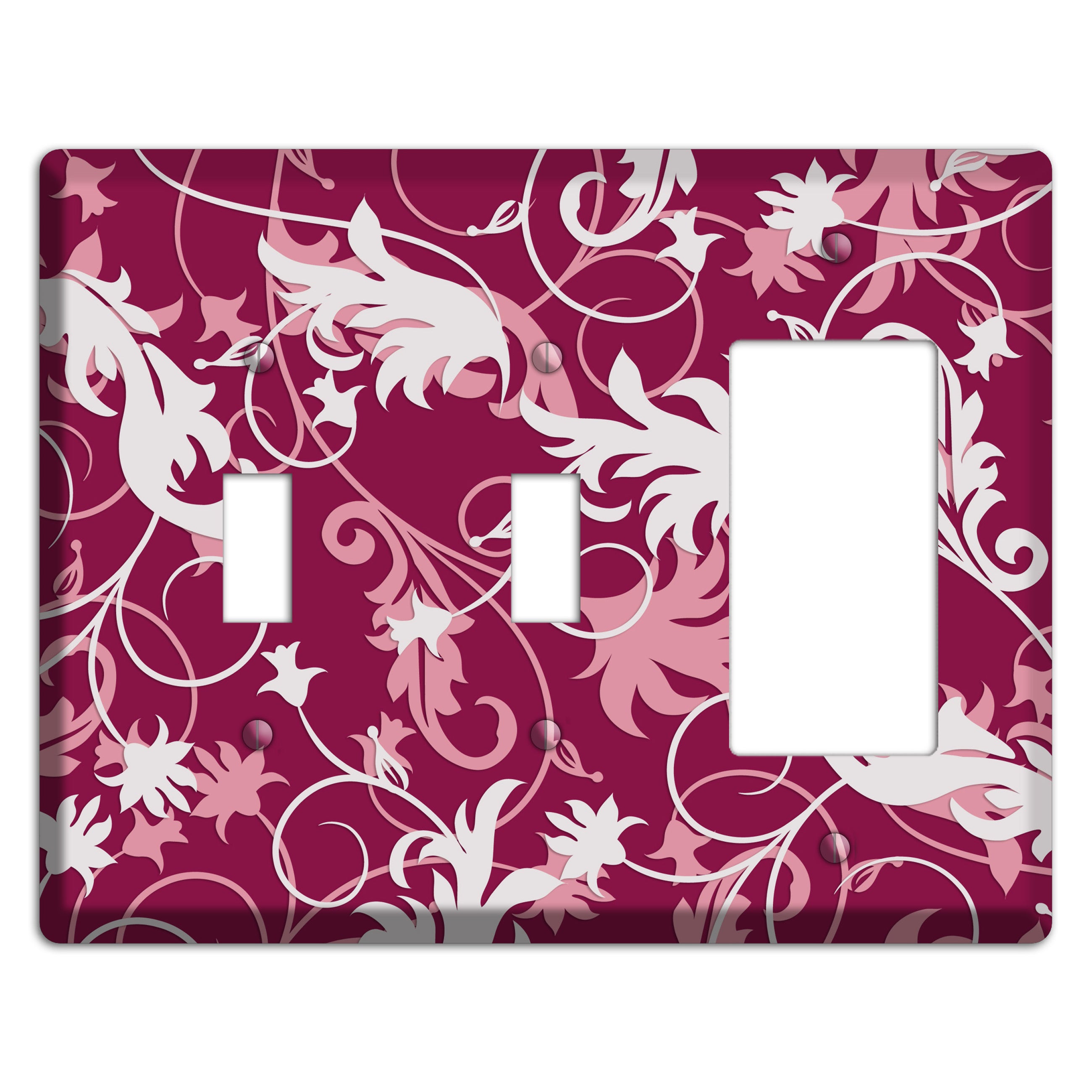 Fuschia and Pink Victorian Sprig 2 Toggle / Rocker Wallplate