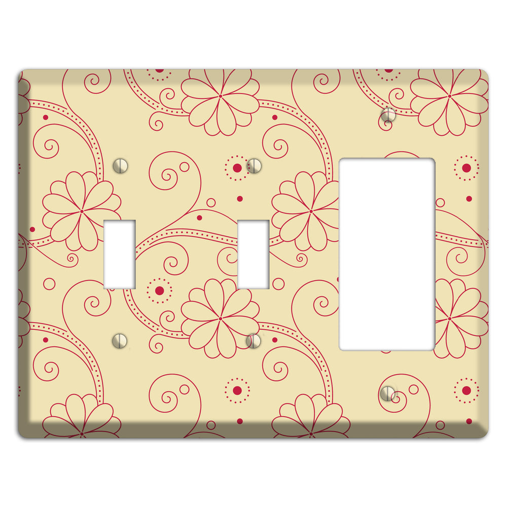Off White Floral Swirl 2 Toggle / Rocker Wallplate