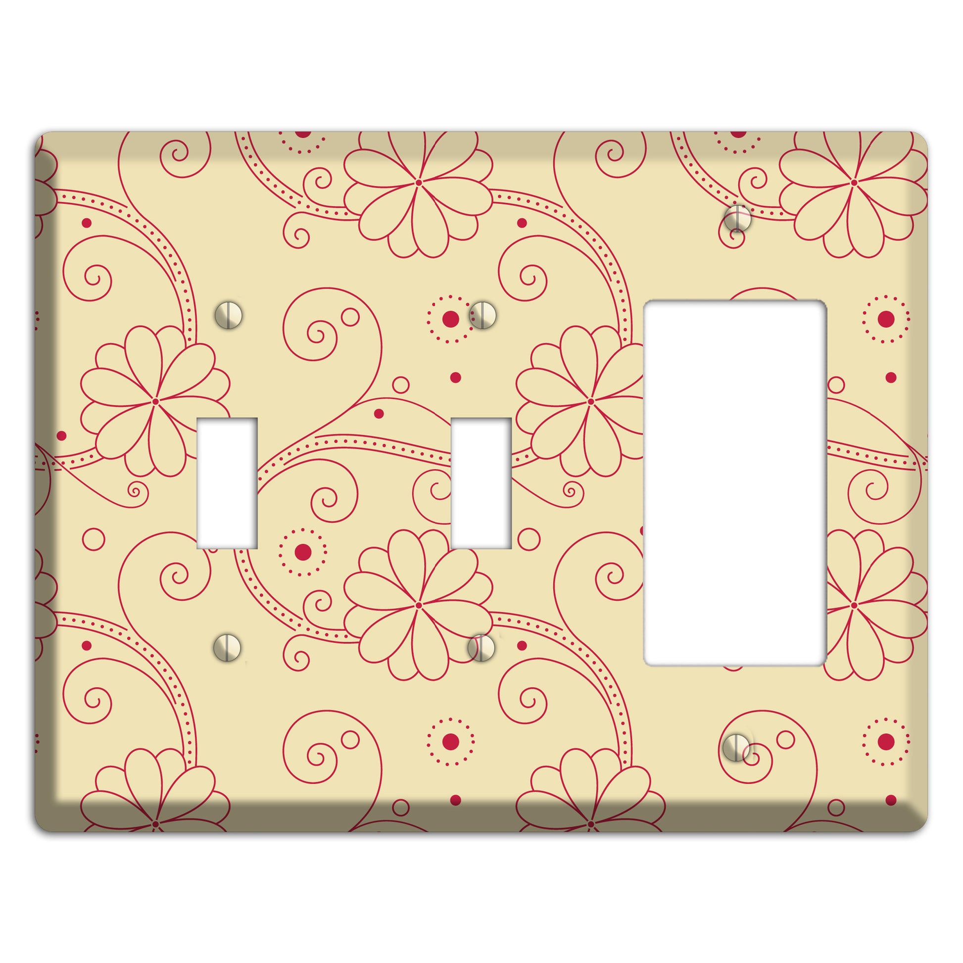 Off White Floral Swirl 2 Toggle / Rocker Wallplate
