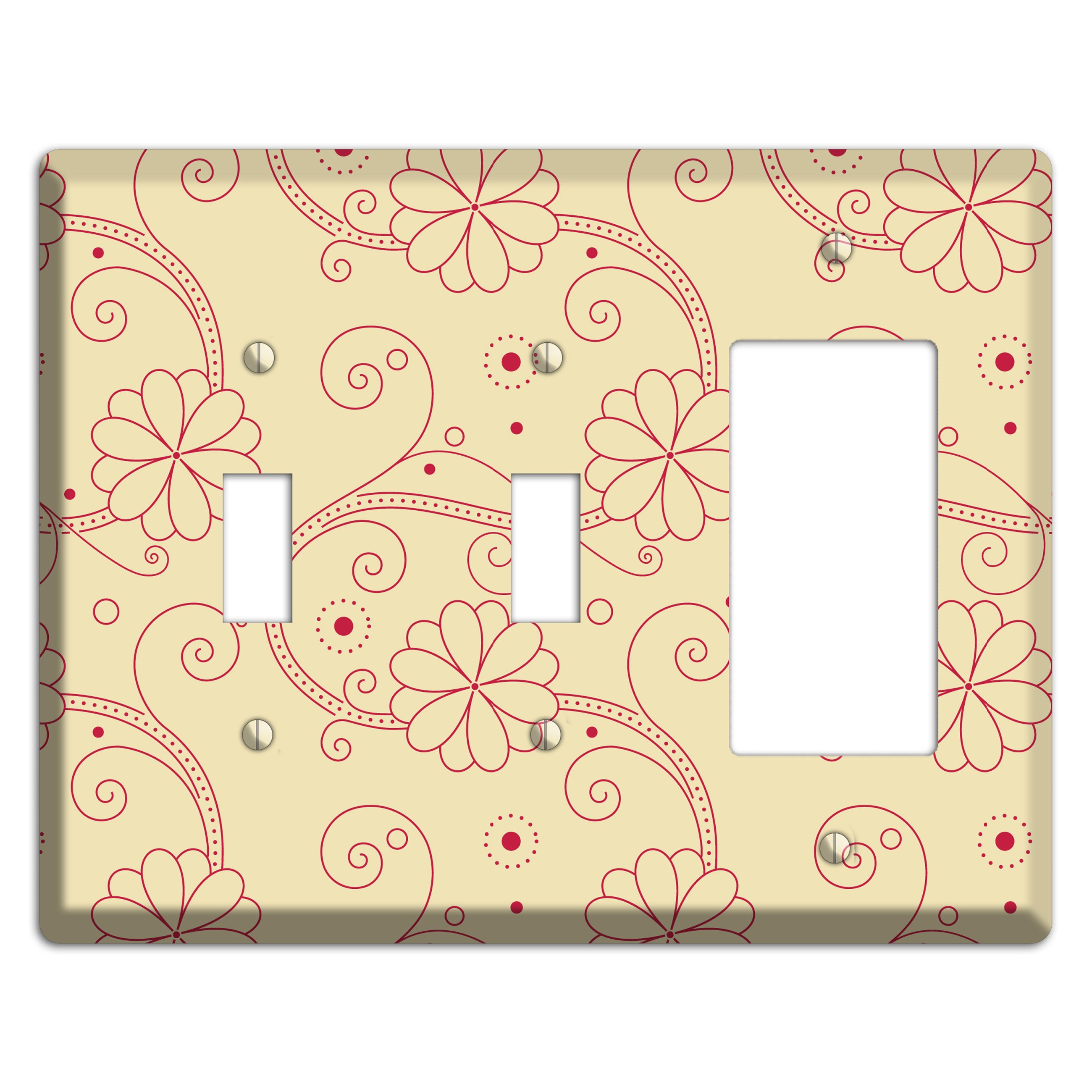 Off White Floral Swirl 2 Toggle / Rocker Wallplate