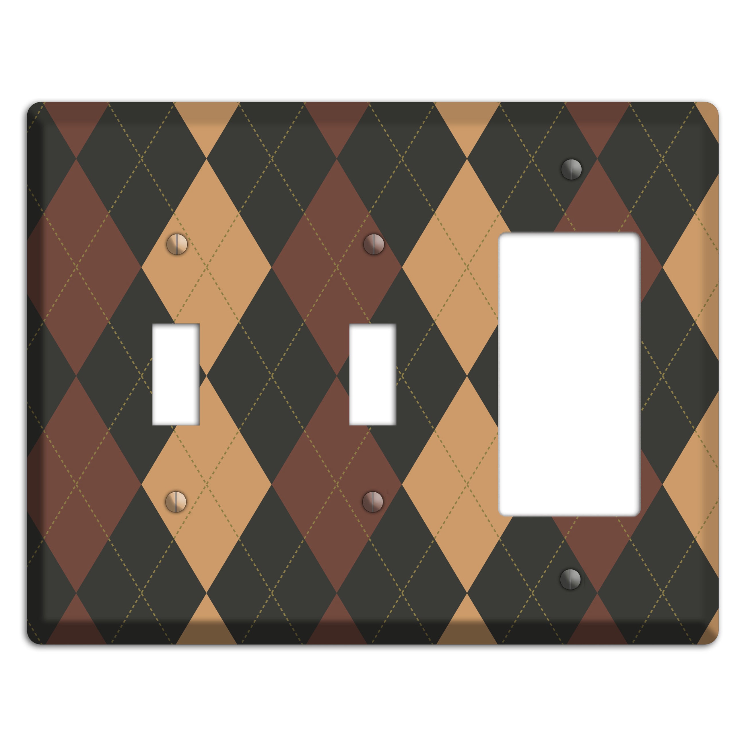 Maroon and Tan Argyle 2 Toggle / Rocker Wallplate