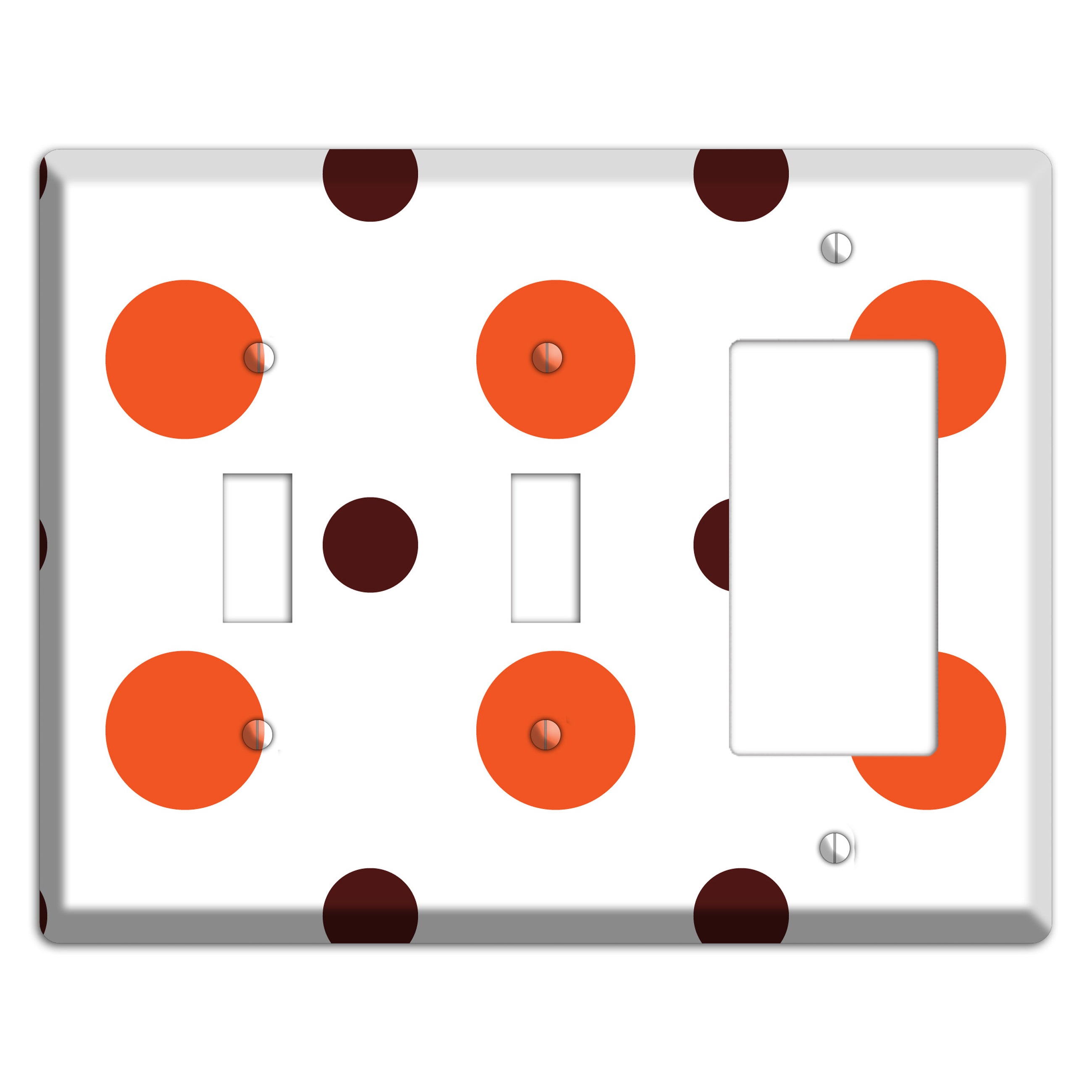 Coral and Brown Multi Medium Polka Dots 2 2 Toggle / Rocker Wallplate