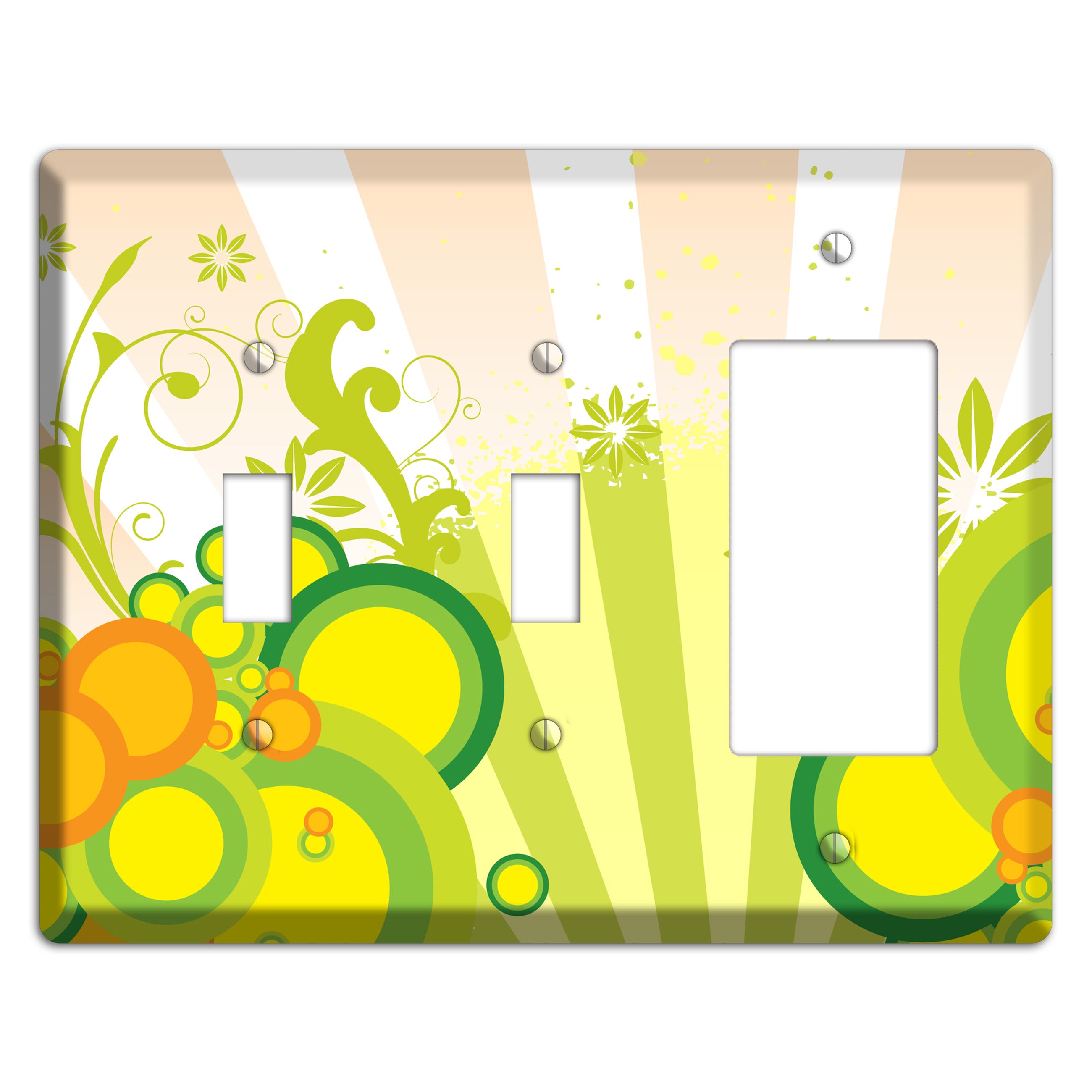 Green Yellow Orange Retro Sprig 2 Toggle / Rocker Wallplate