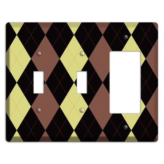 Yellow and Brown Argyle 2 Toggle / Rocker Wallplate