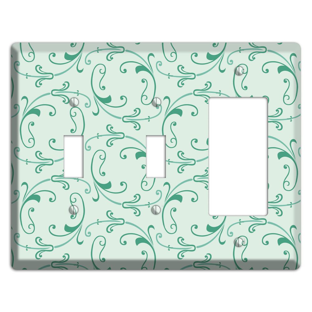 Aqua Victorian Sprig 2 Toggle / Rocker Wallplate