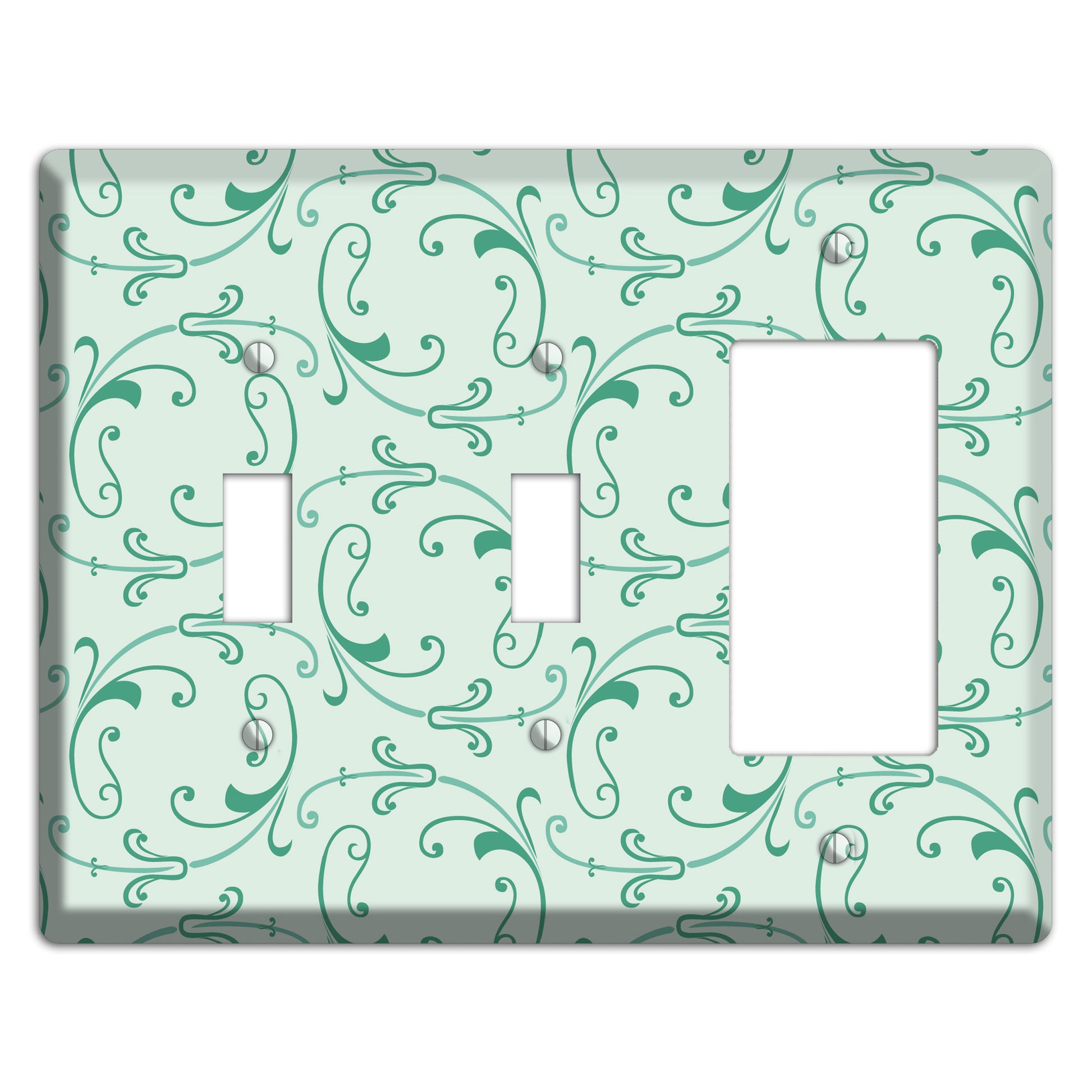 Aqua Victorian Sprig 2 Toggle / Rocker Wallplate