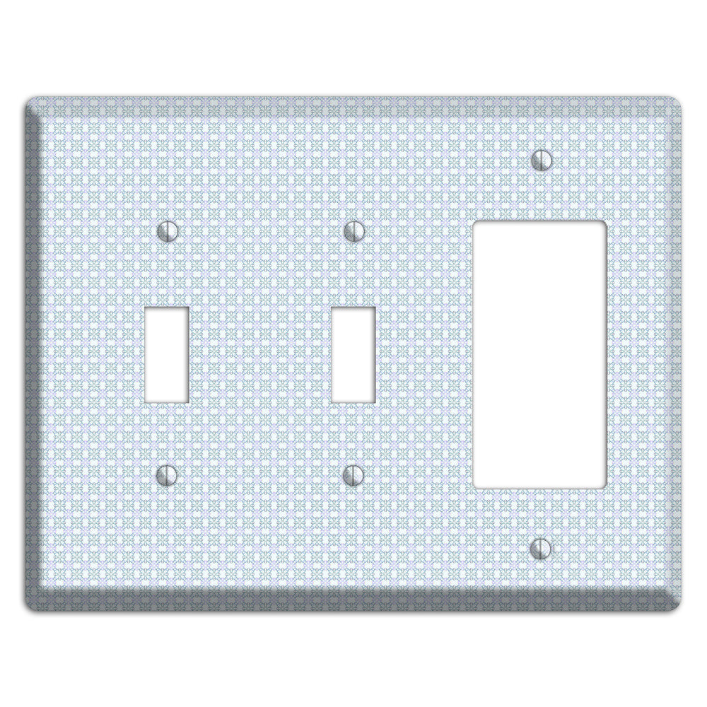 Light Blue and Lavender Tiled Tiny Arabesque 2 Toggle / Rocker Wallplate