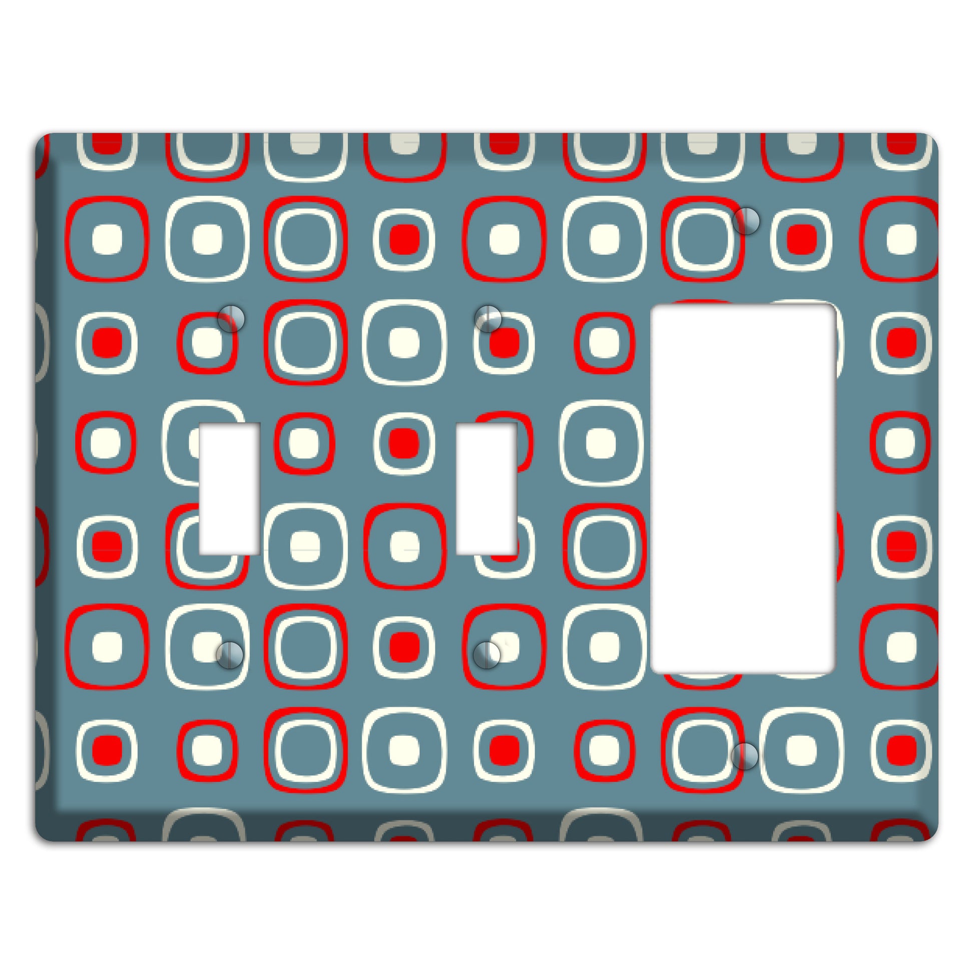 Blue and Red Rounded Squares 2 Toggle / Rocker Wallplate
