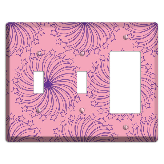 Pink with Purple Star Swirl 2 Toggle / Rocker Wallplate