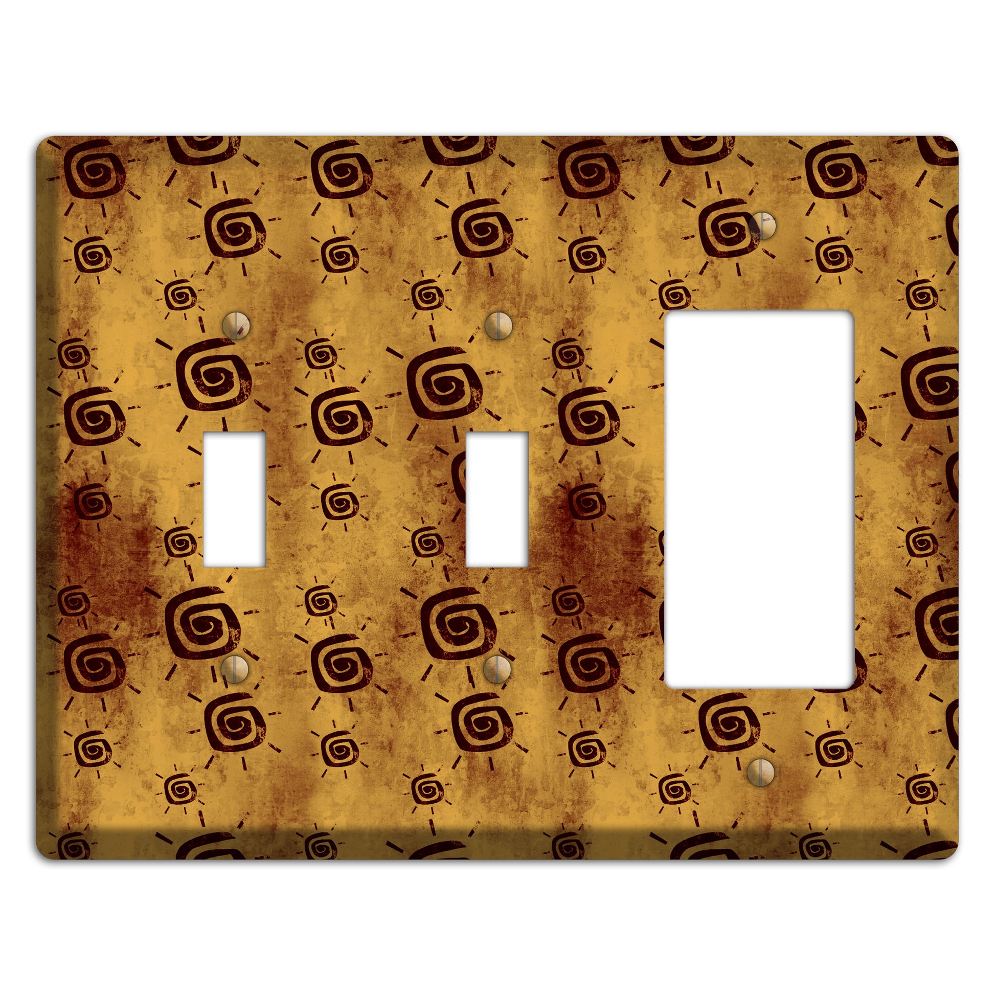 Mustard with Maroon Swirl 2 Toggle / Rocker Wallplate