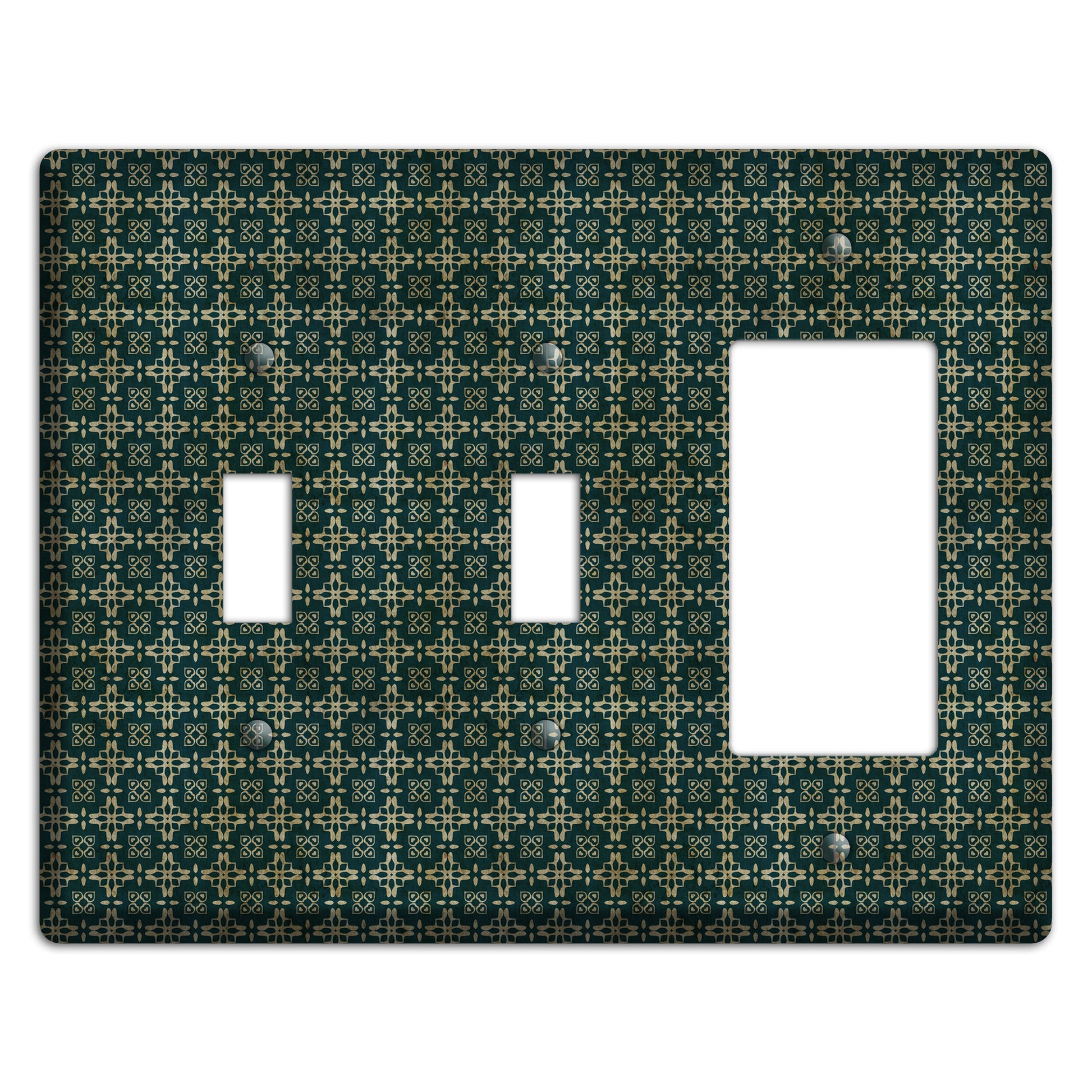 Dark Green Grunge Arabesque 2 Toggle / Rocker Wallplate