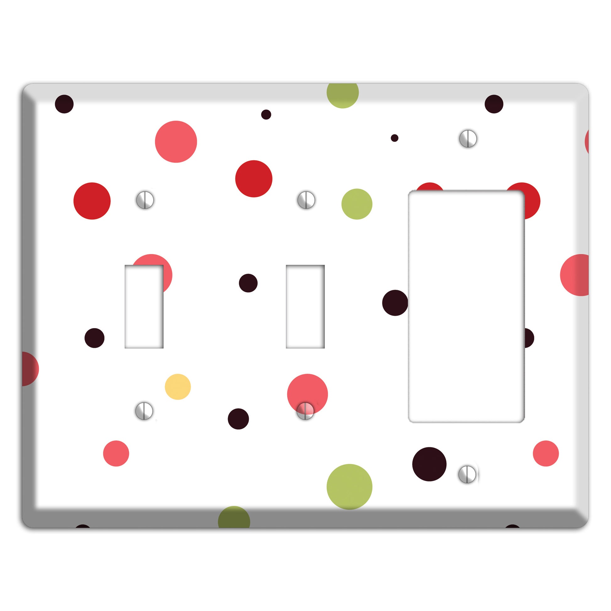 White with Multi Pink Small Dots 2 Toggle / Rocker Wallplate