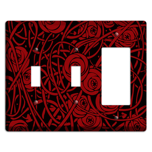 Red Deco Floral 2 Toggle / Rocker Wallplate