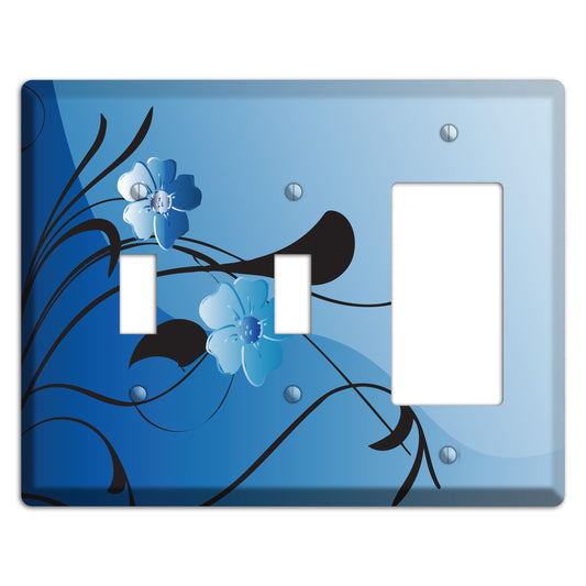 Blue Floral Sprig 2 Toggle / Rocker Wallplate