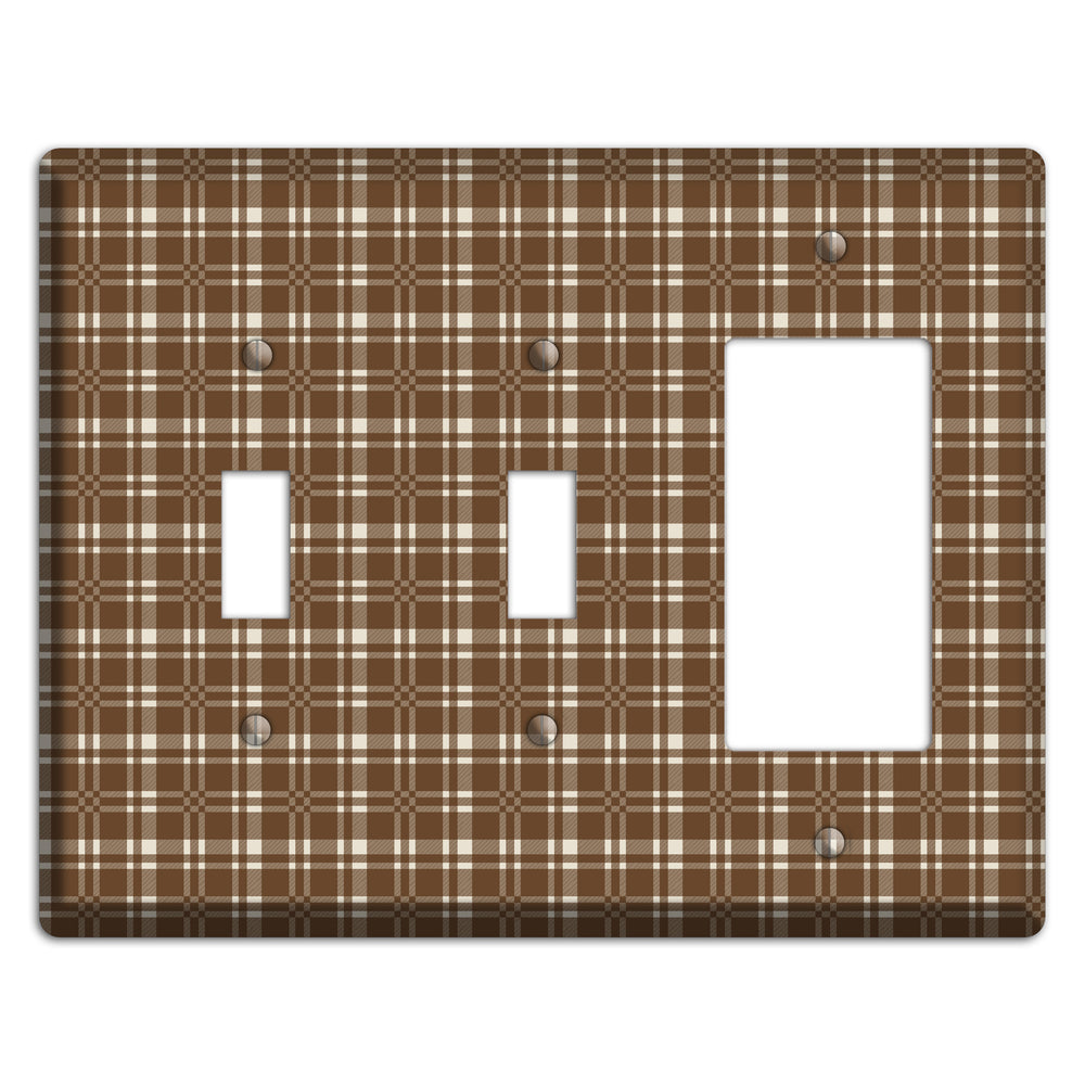 Medium Brown Plaid 2 Toggle / Rocker Wallplate