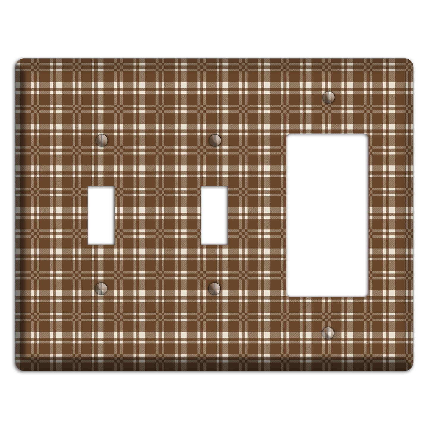 Medium Brown Plaid 2 Toggle / Rocker Wallplate