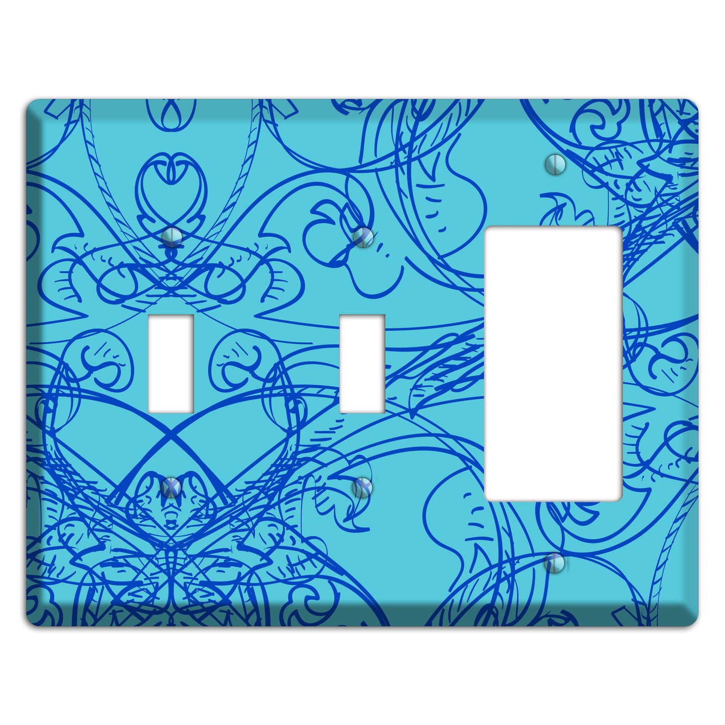 Turquoise Deco Sketch 2 Toggle / Rocker Wallplate