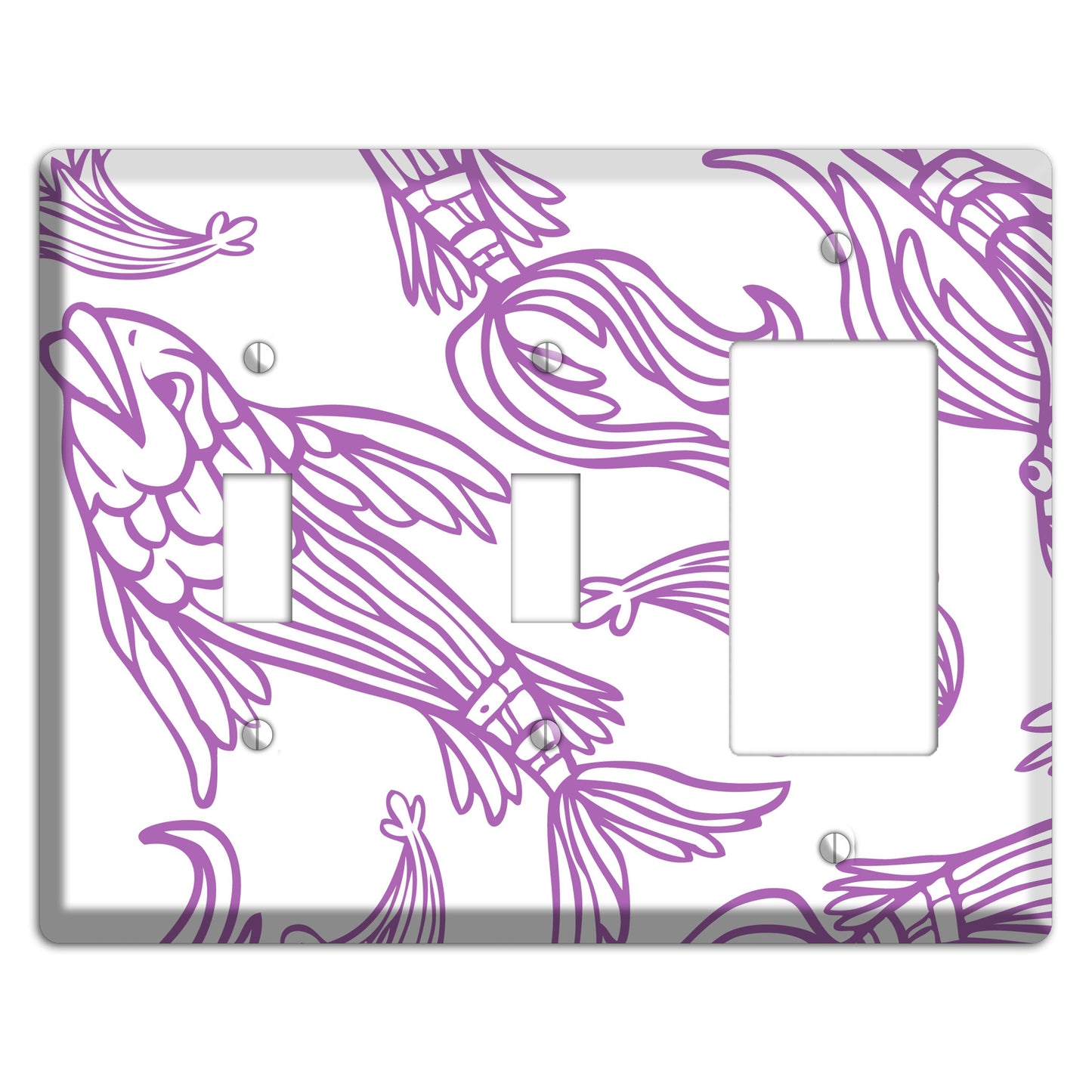 Purple and White Koi 2 Toggle / Rocker Wallplate