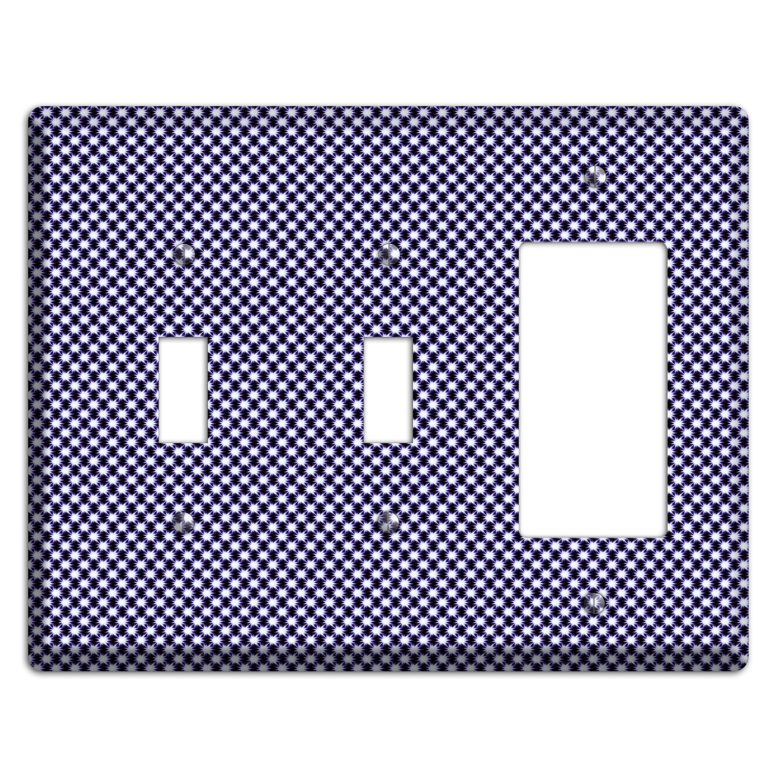 Black with White Aster Check 2 Toggle / Rocker Wallplate