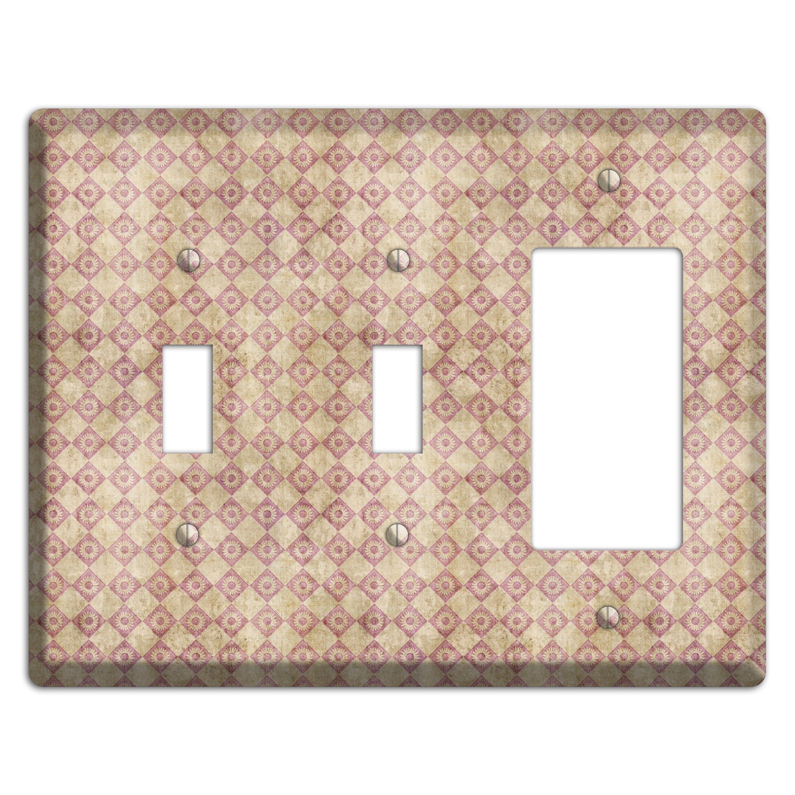 Red and Beige Diamond Circles 2 Toggle / Rocker Wallplate