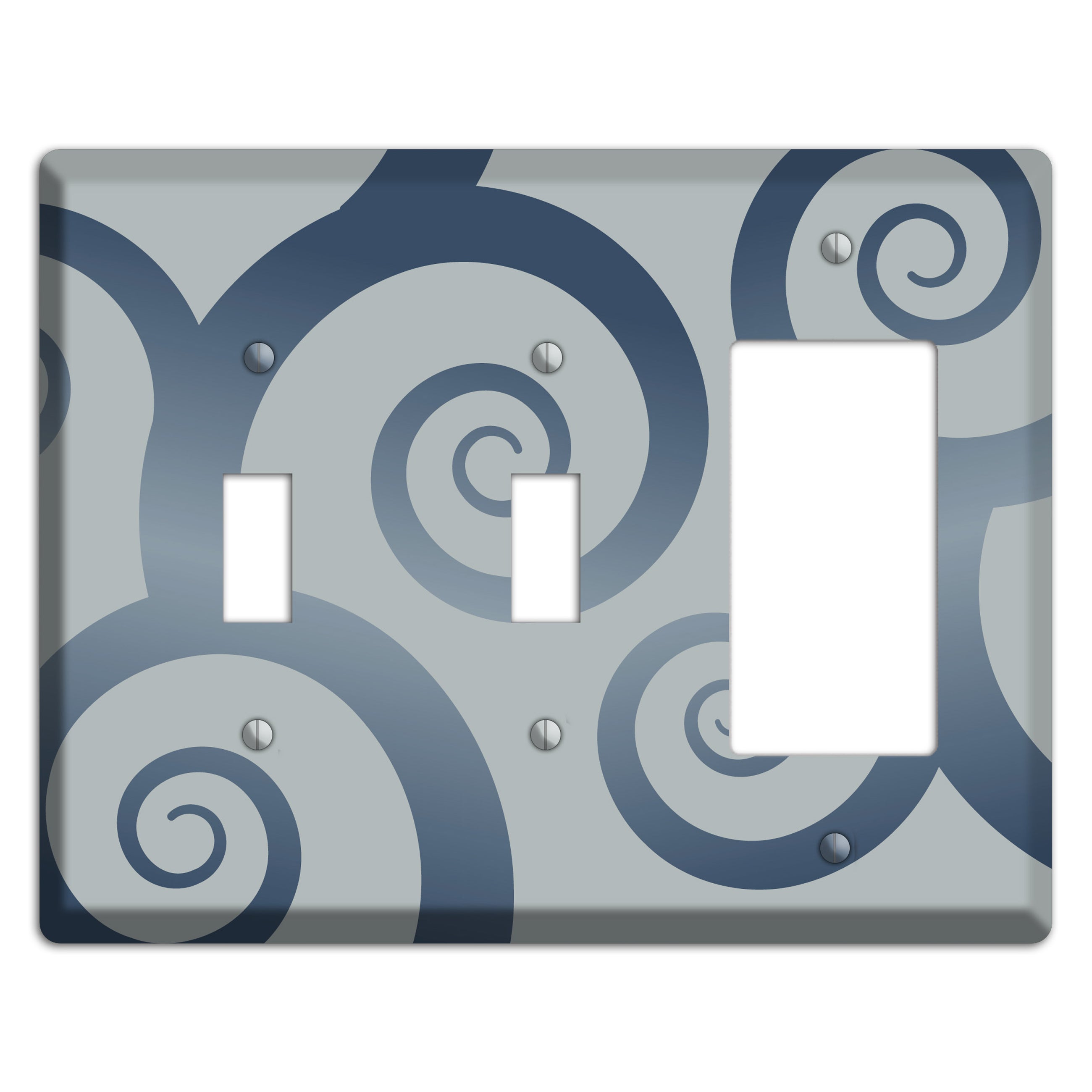 Grey with Blue Large Swirl 2 Toggle / Rocker Wallplate
