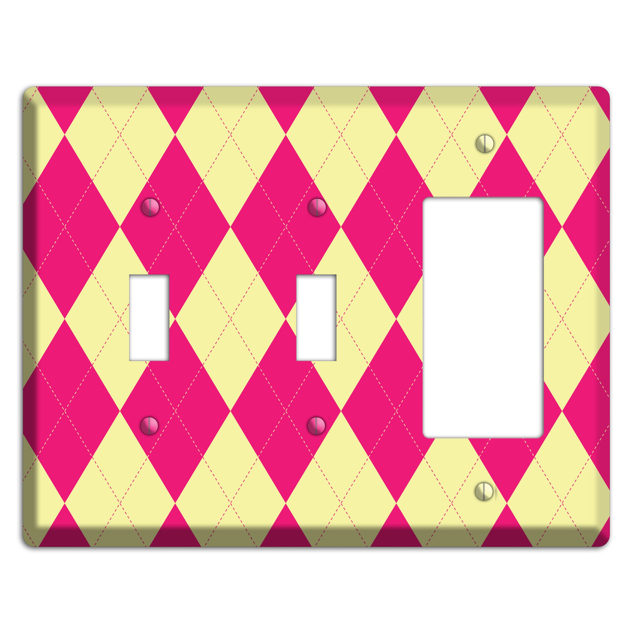 Pink and Yellow Argyle 2 Toggle / Rocker Wallplate