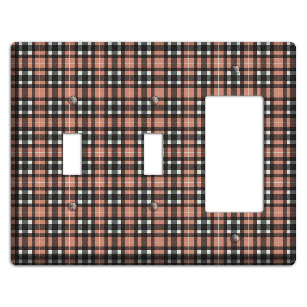 Light Brown Plaid 2 Toggle / Rocker Wallplate