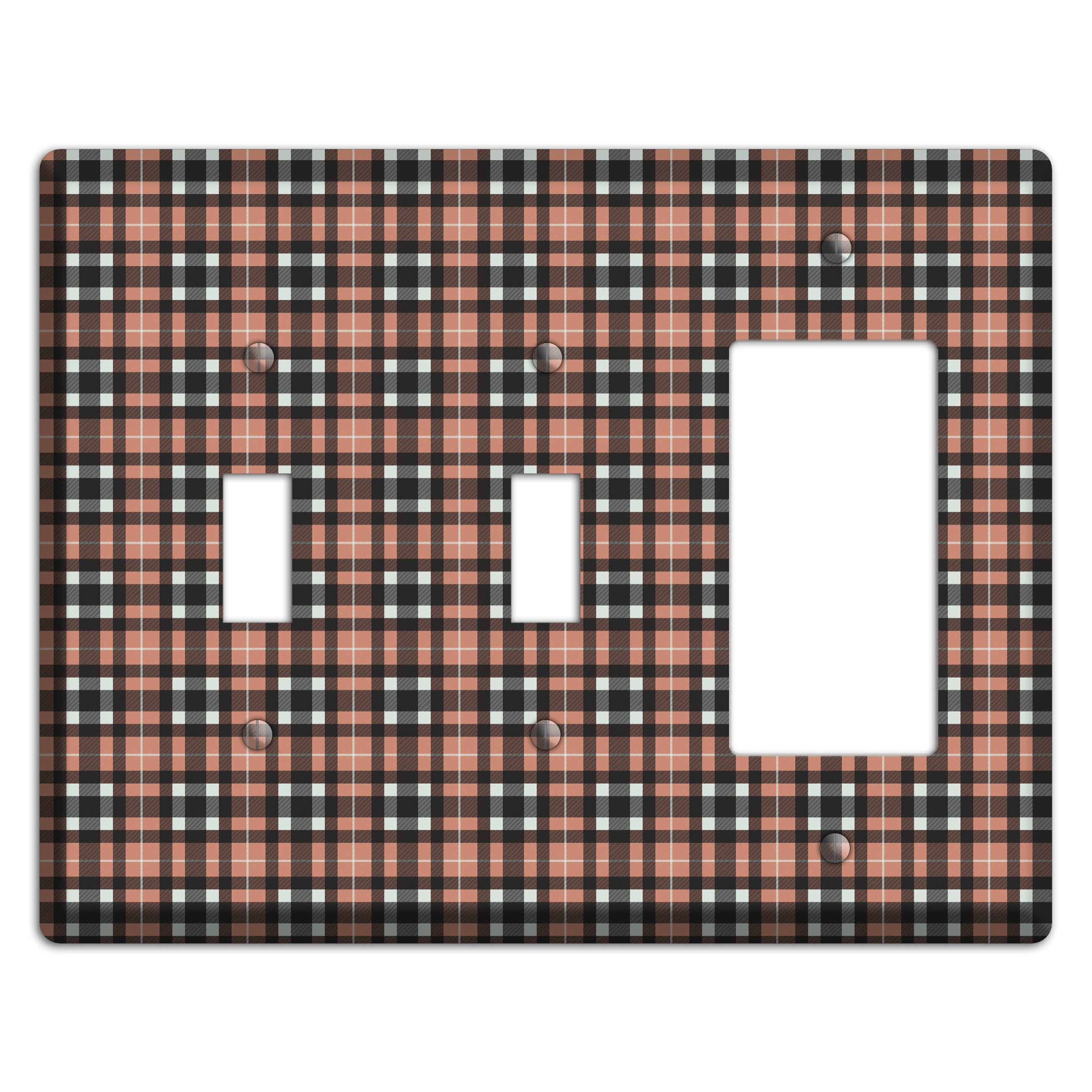 Light Brown Plaid 2 Toggle / Rocker Wallplate