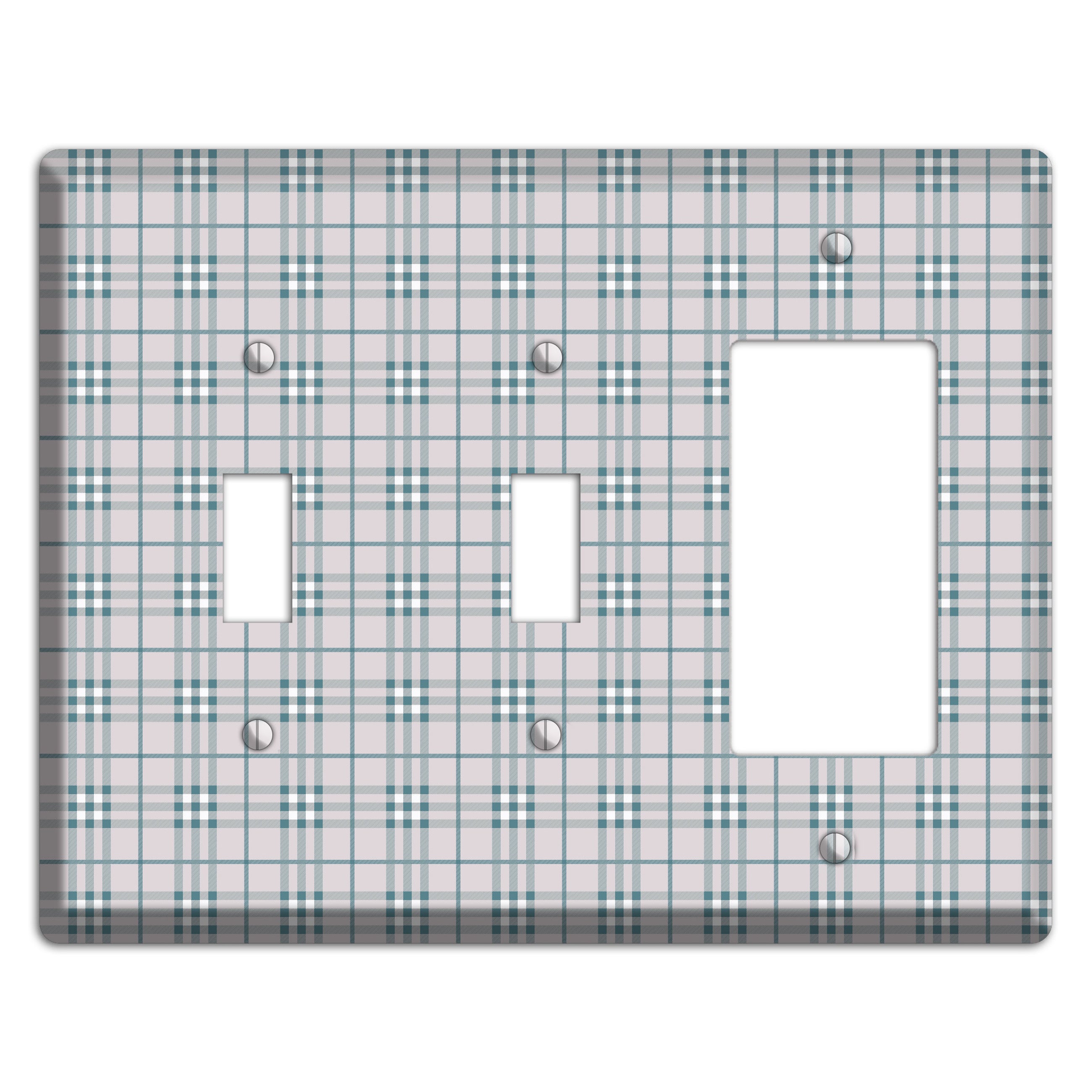 Multi Grey Plaid 2 Toggle / Rocker Wallplate