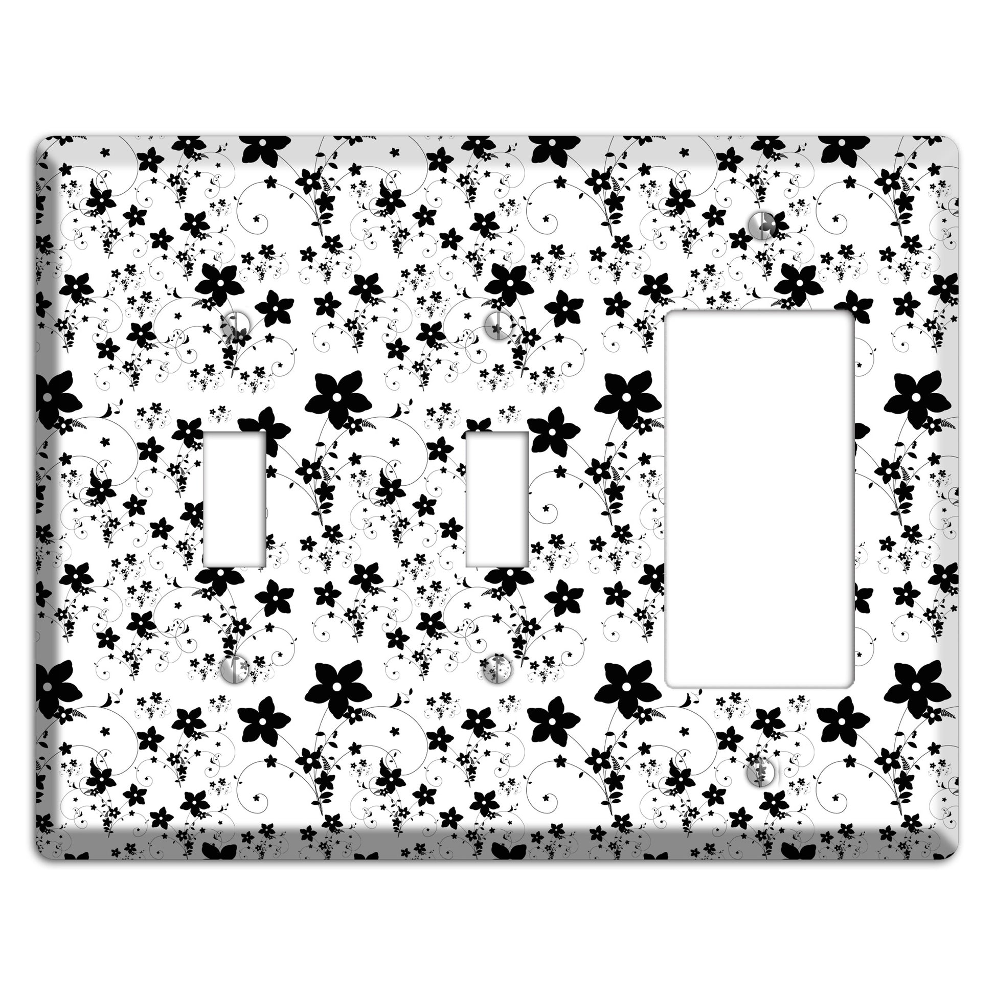 Black and White Flowers 2 Toggle / Rocker Wallplate