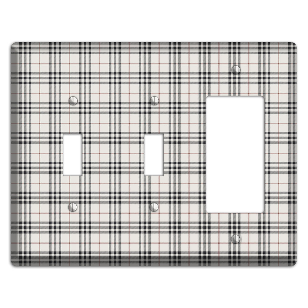 White and Black Plaid 2 Toggle / Rocker Wallplate