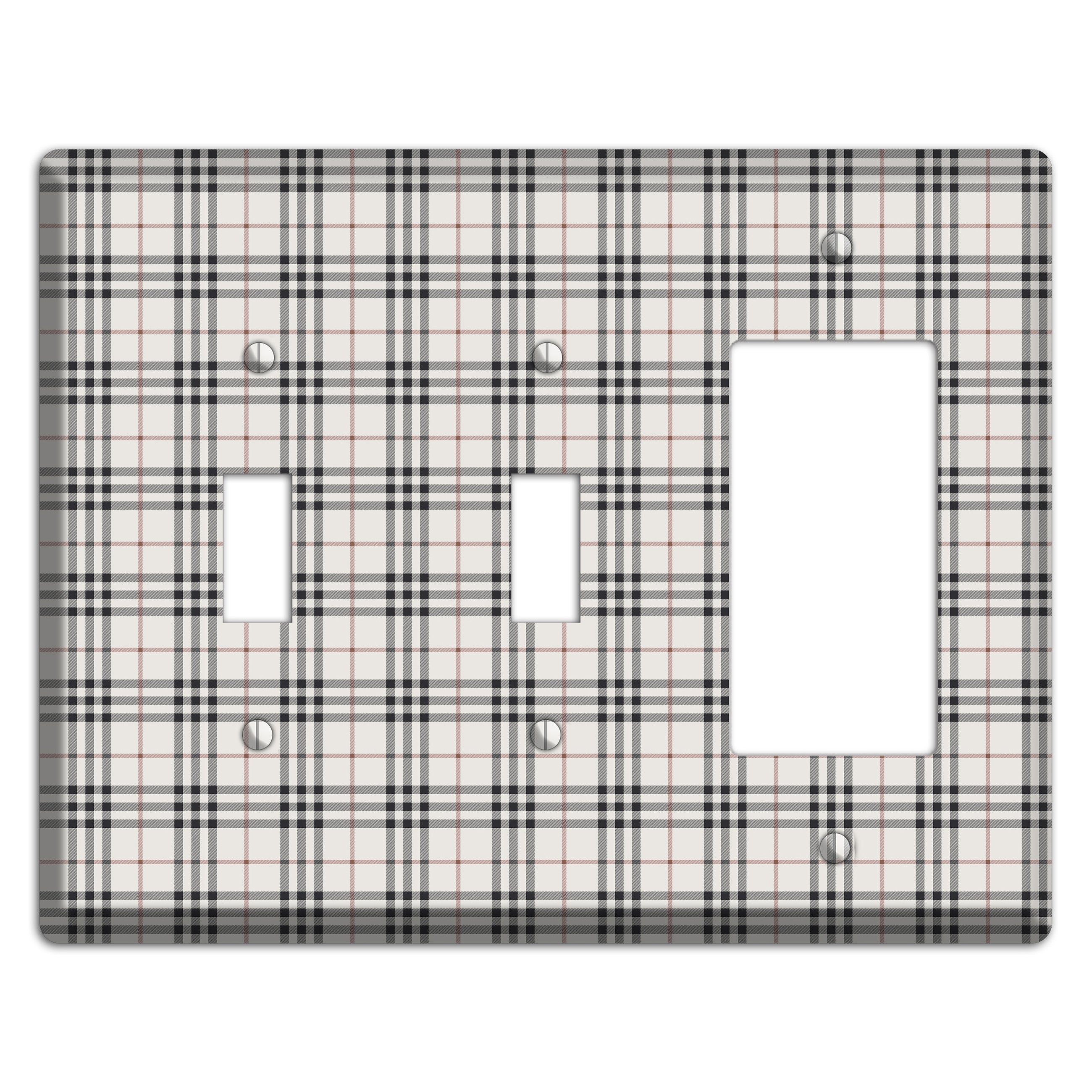White and Black Plaid 2 Toggle / Rocker Wallplate