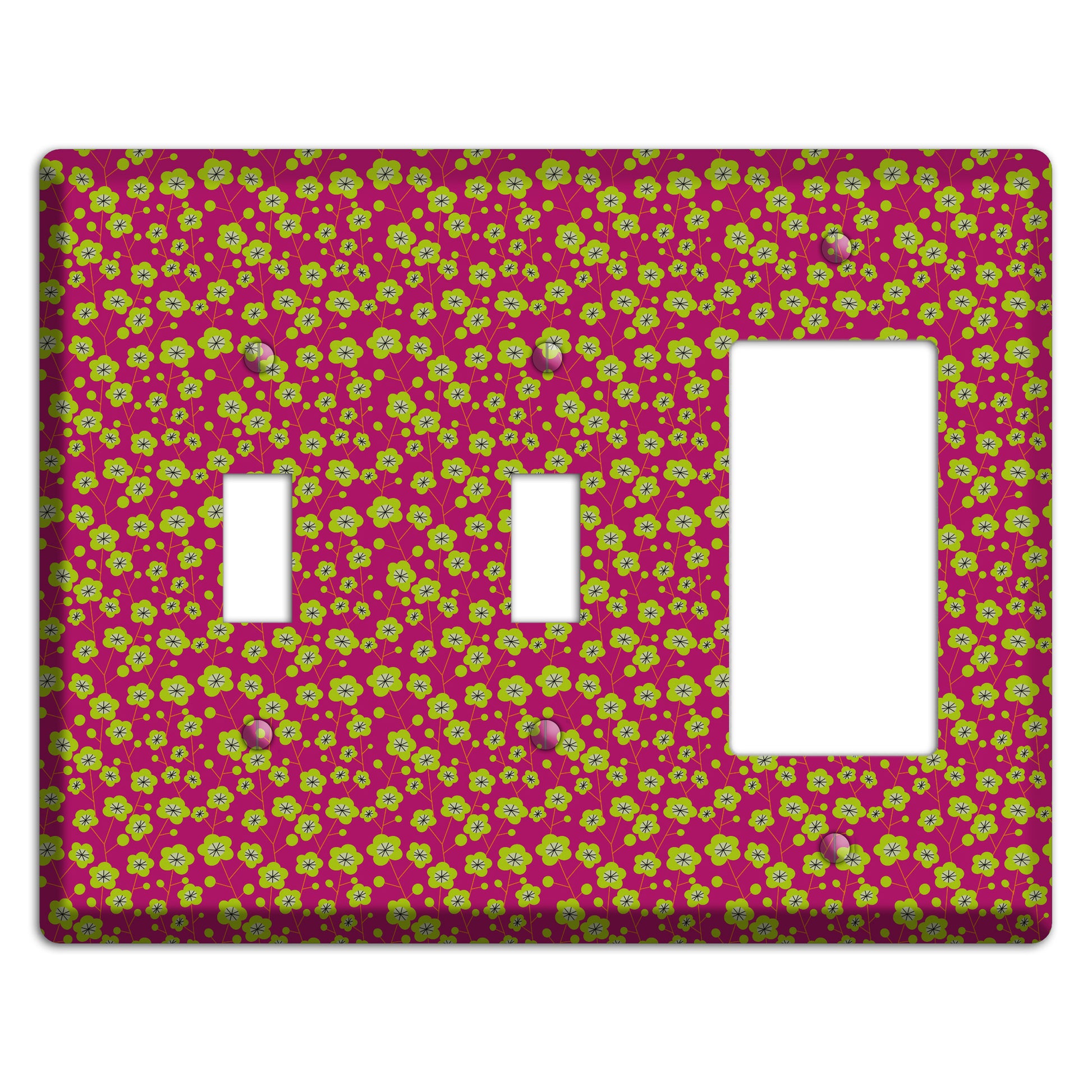Fuschia and Yellow Calico 2 Toggle / Rocker Wallplate