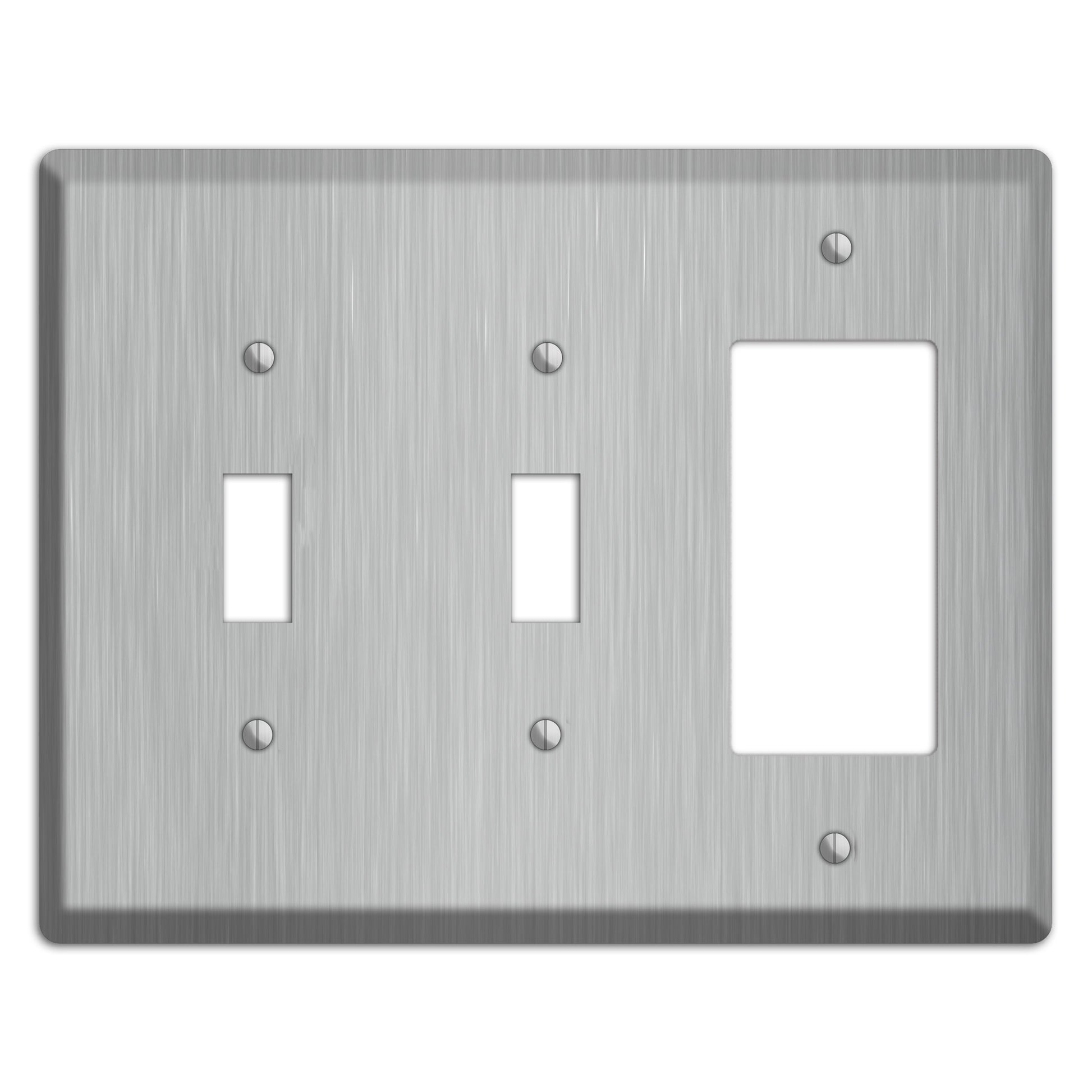 Brushed Stainless Steel 2 Toggle / Rocker Wallplate