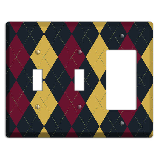 Deep Red and Yellow Argyle 2 Toggle / Rocker Wallplate