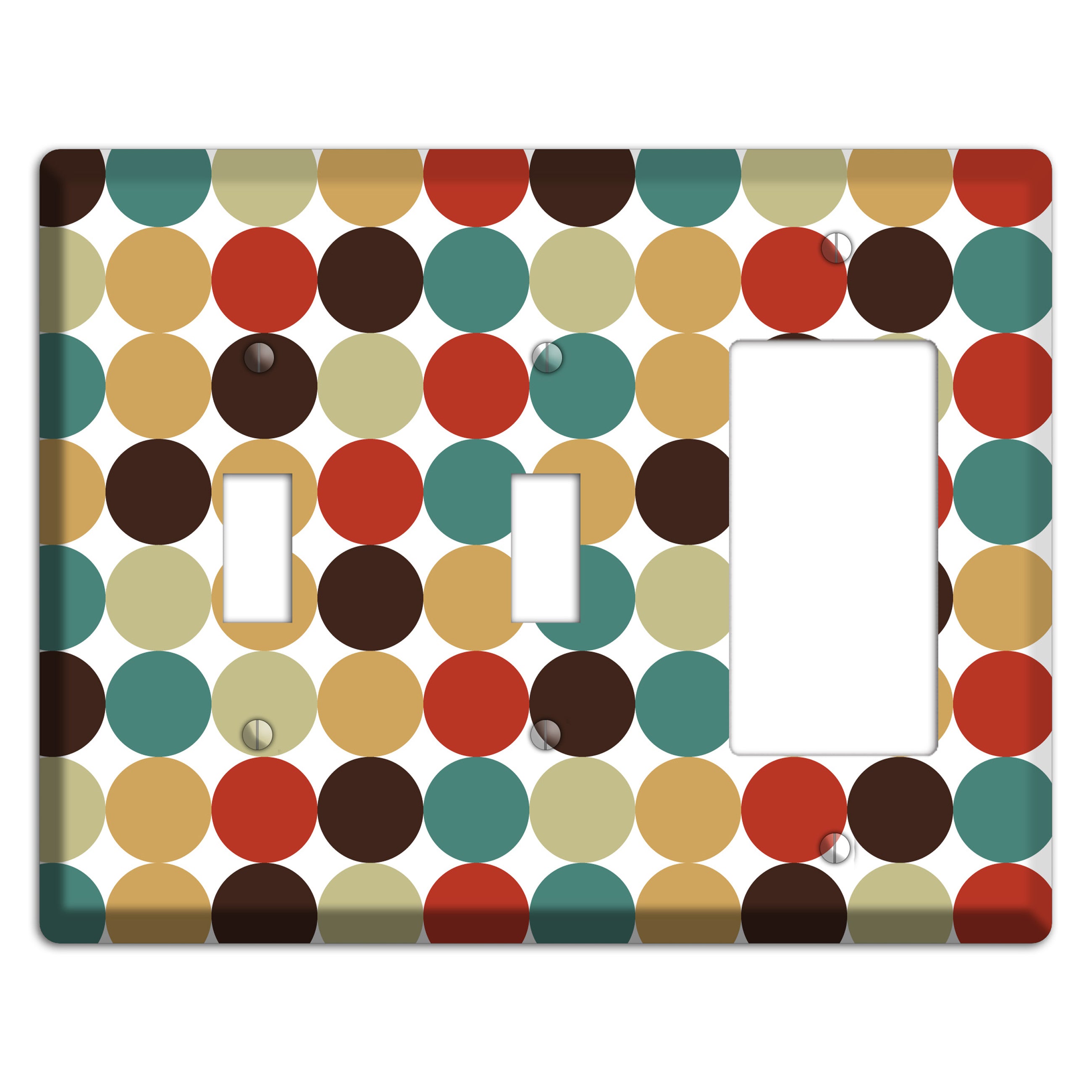 Brown Jade Beige Maroon Tiled Dots 2 Toggle / Rocker Wallplate