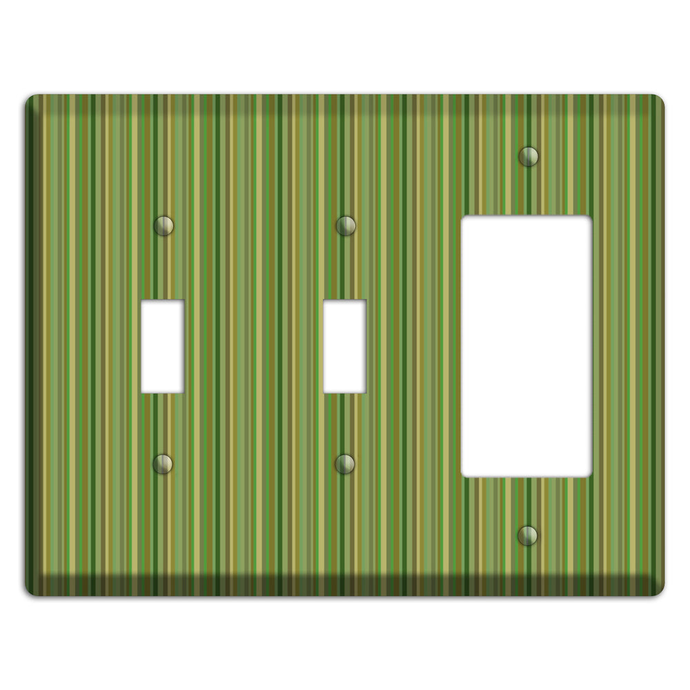 Multi Green Vertical Stripes 2 Toggle / Rocker Wallplate