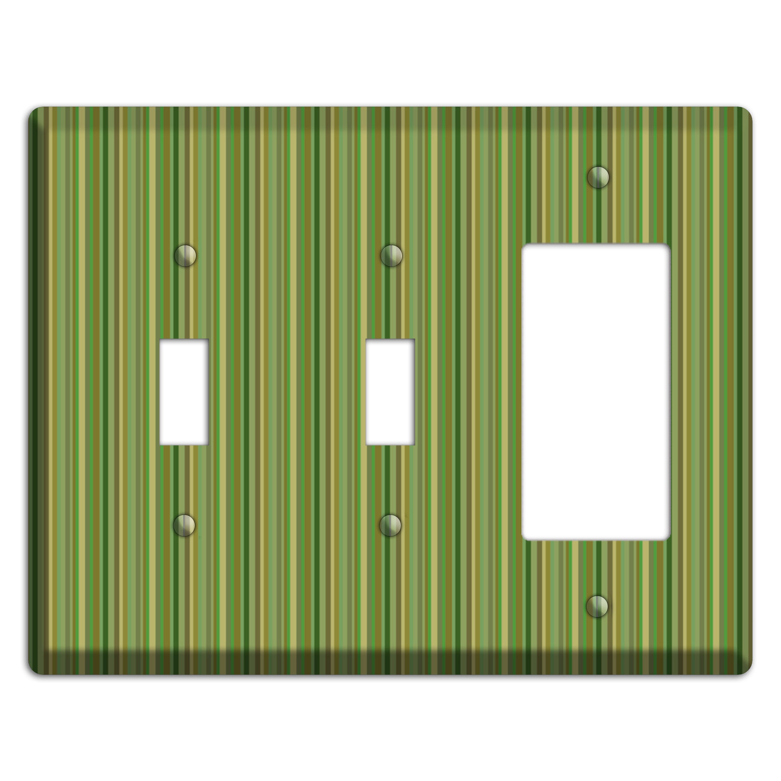 Multi Green Vertical Stripes 2 Toggle / Rocker Wallplate