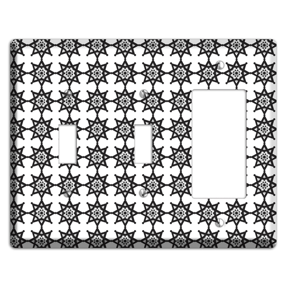 White with Black Arabesque Aster 2 Toggle / Rocker Wallplate